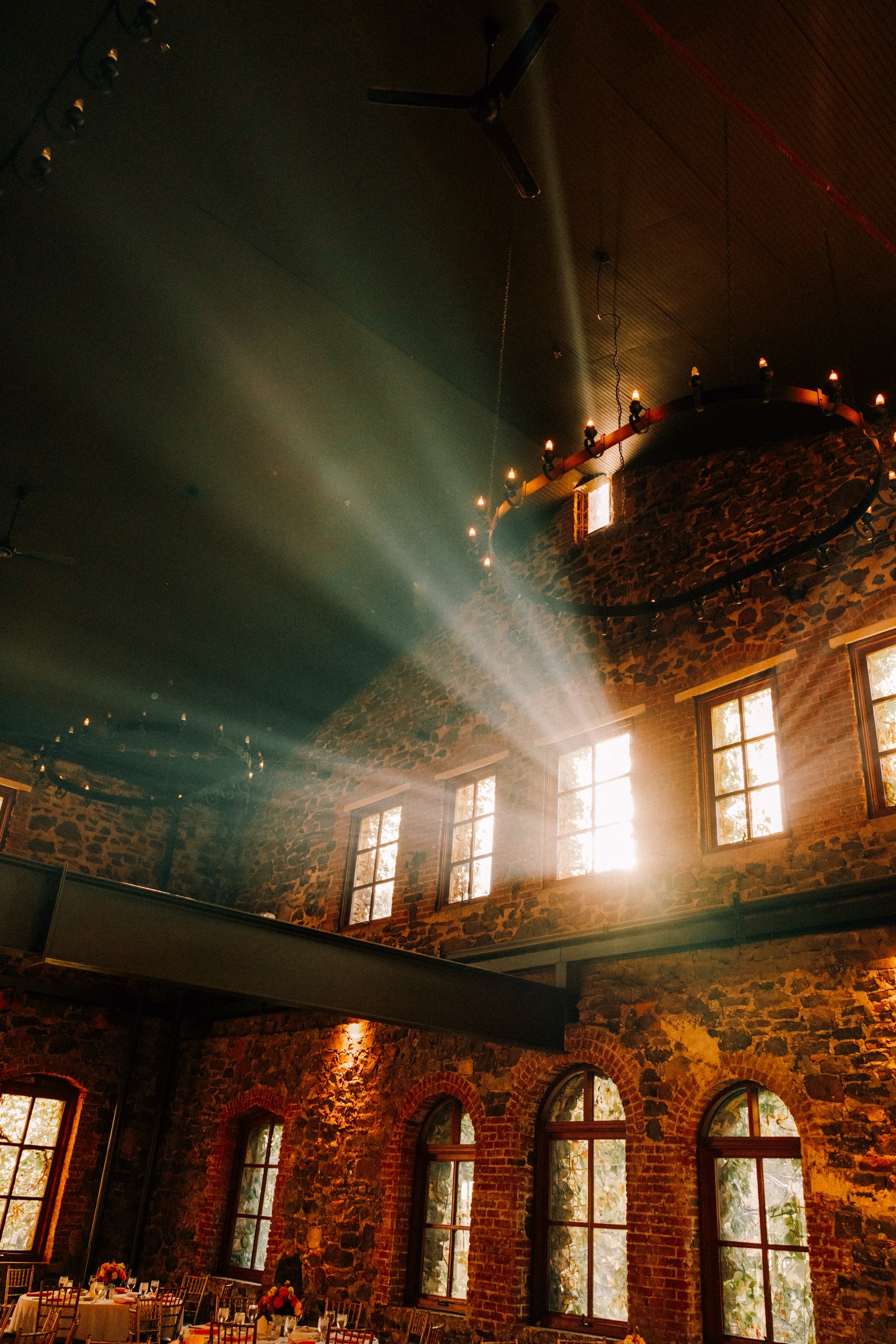  sunlight through the wedding reception Grand Salon at brotherhood winery 