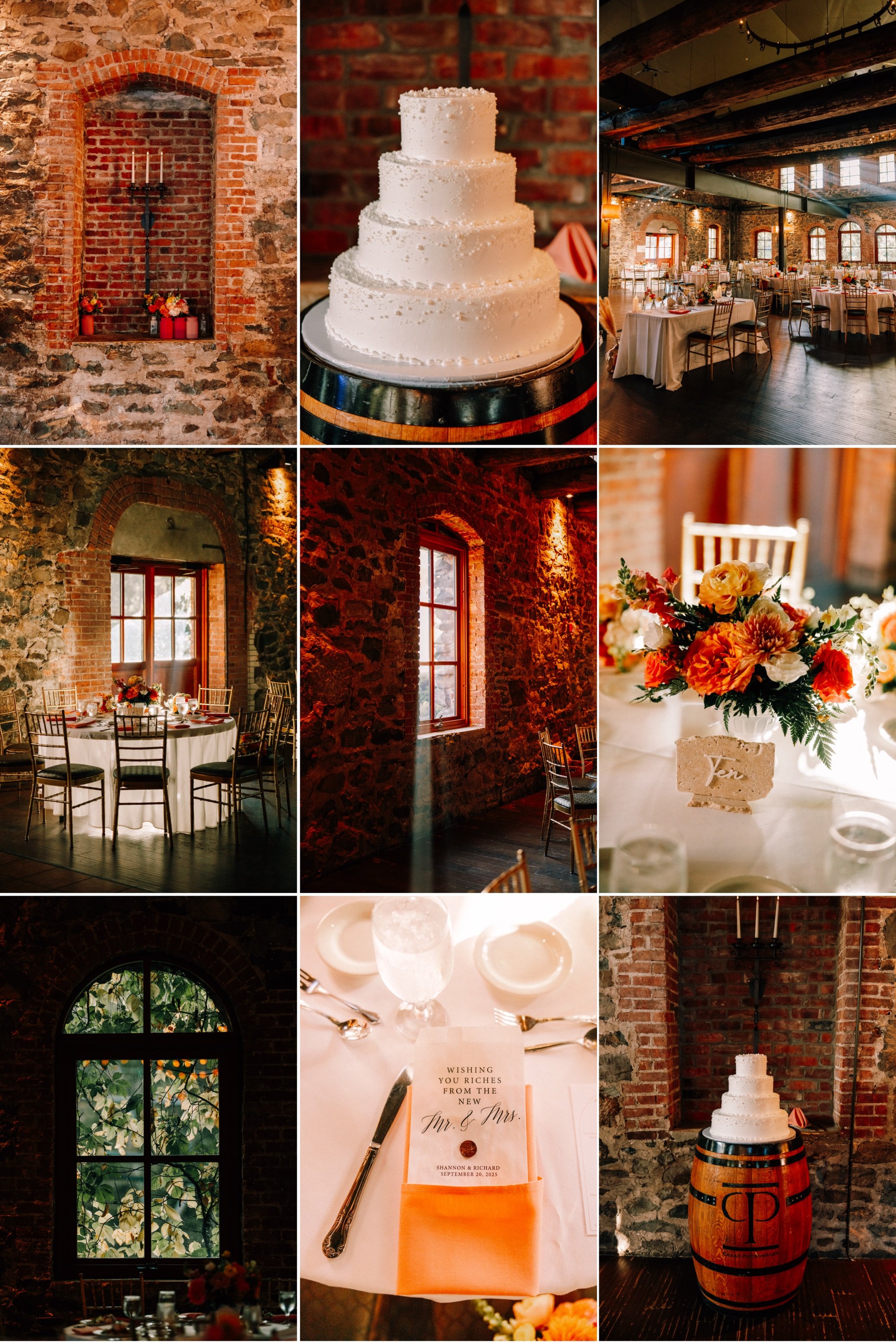  wedding reception details in grand salon at brotherhood winery 