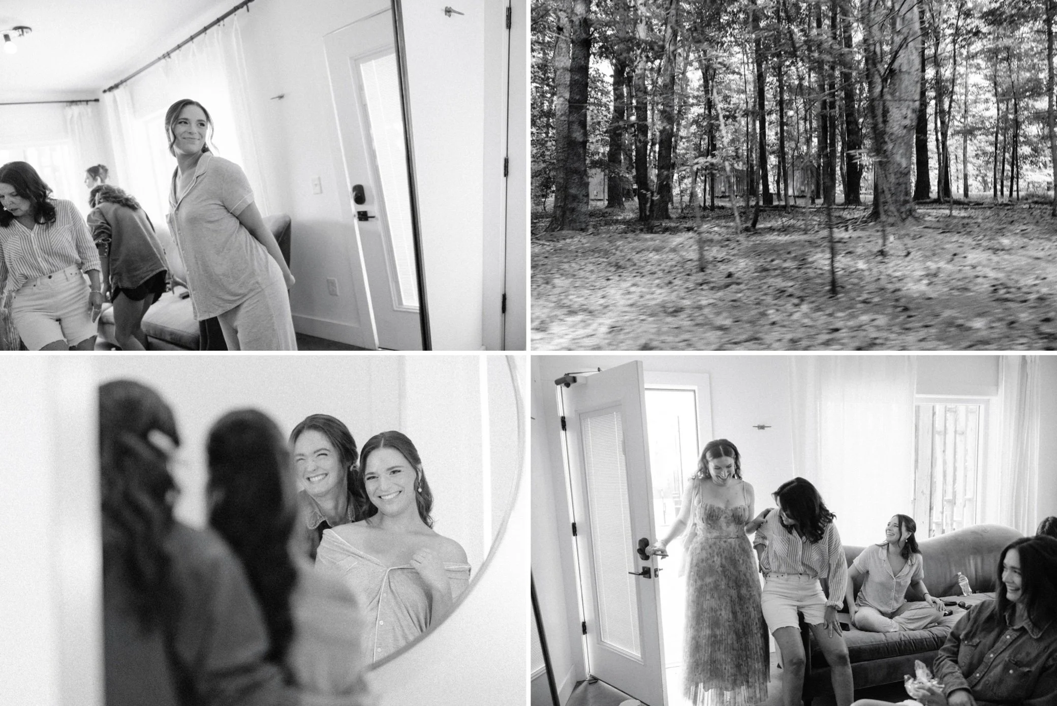  bride and best friend excitedly getting ready for her wedding day at gather greene 