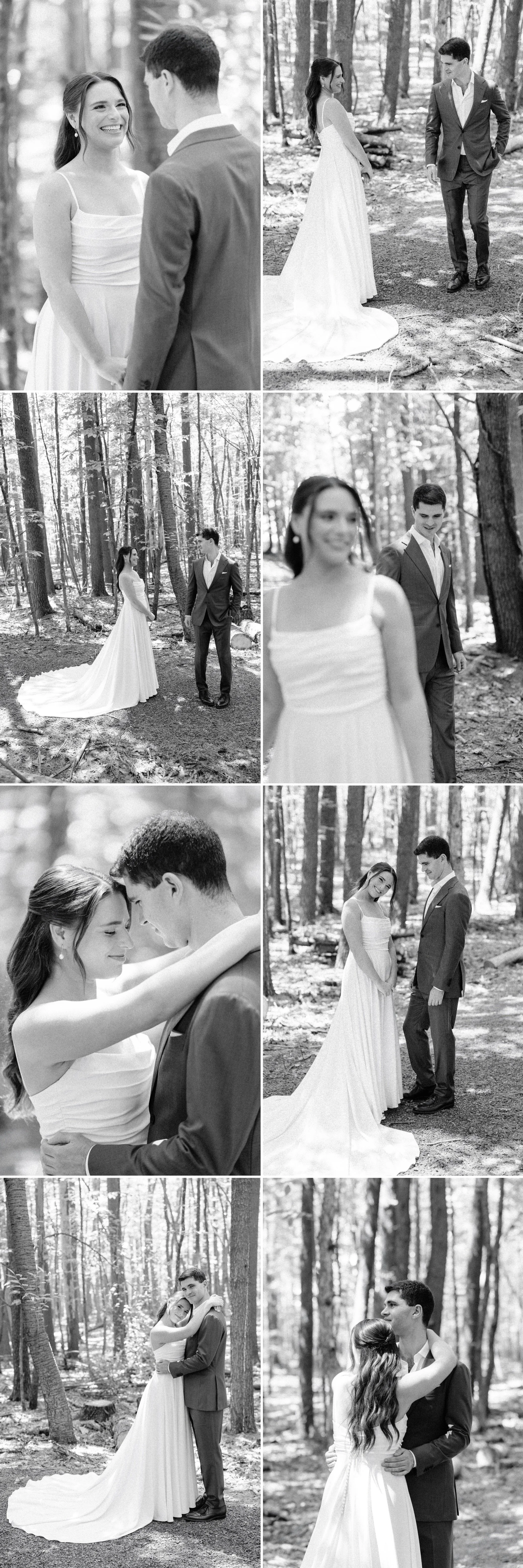  Timeless black and white wedding photos of first look at Gather Greene   