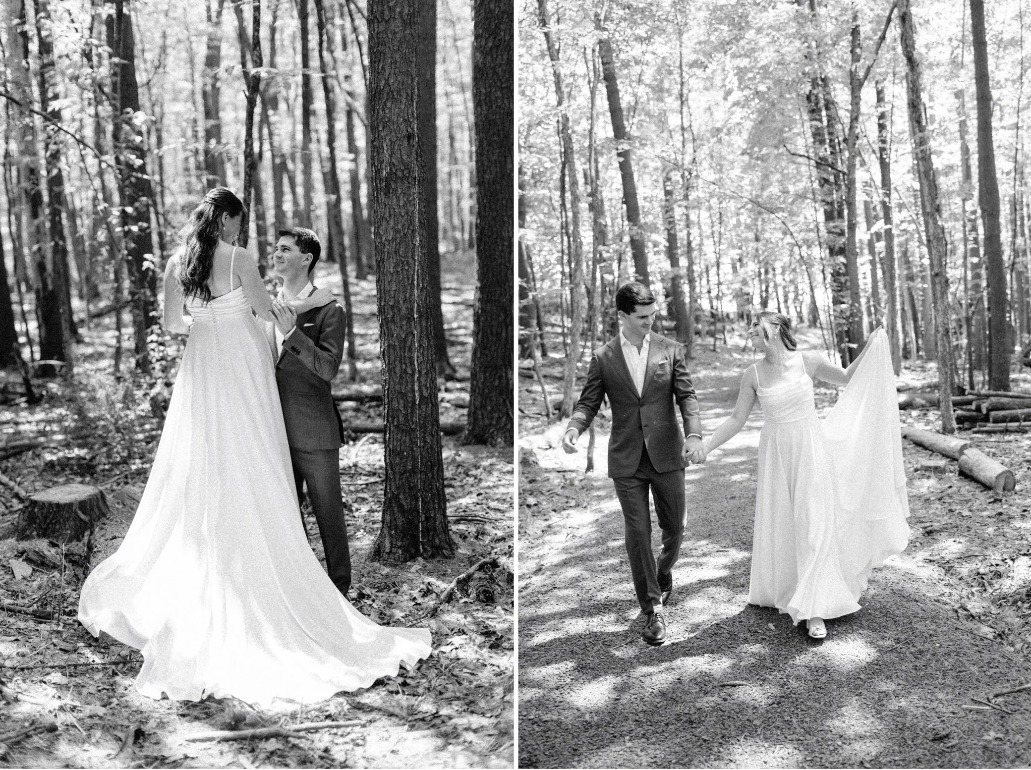  Timeless black and white wedding photo of the couple beneath the trees at Gather Greene 