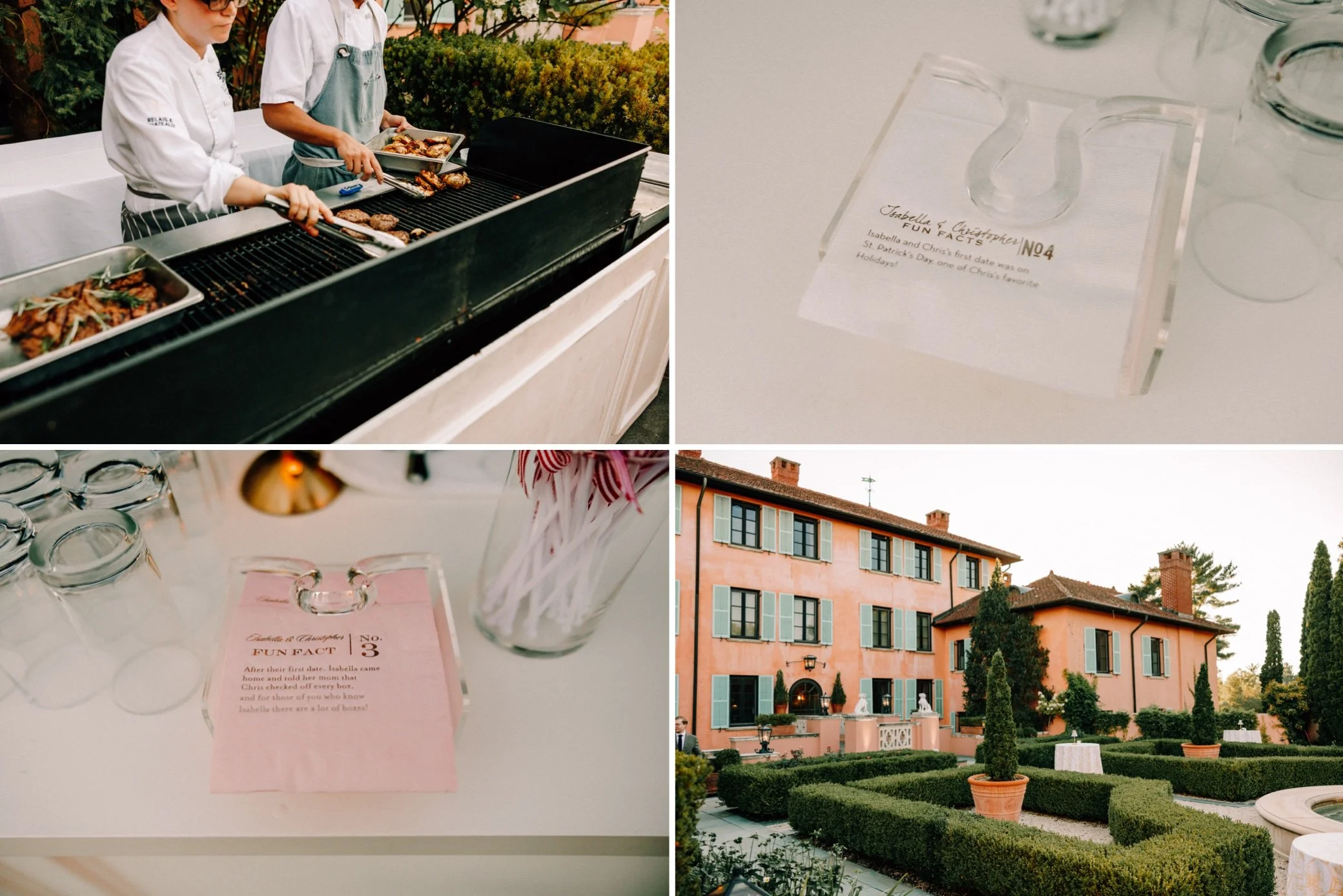  glenmere mansion wedding weekend welcome party details custom napkins 