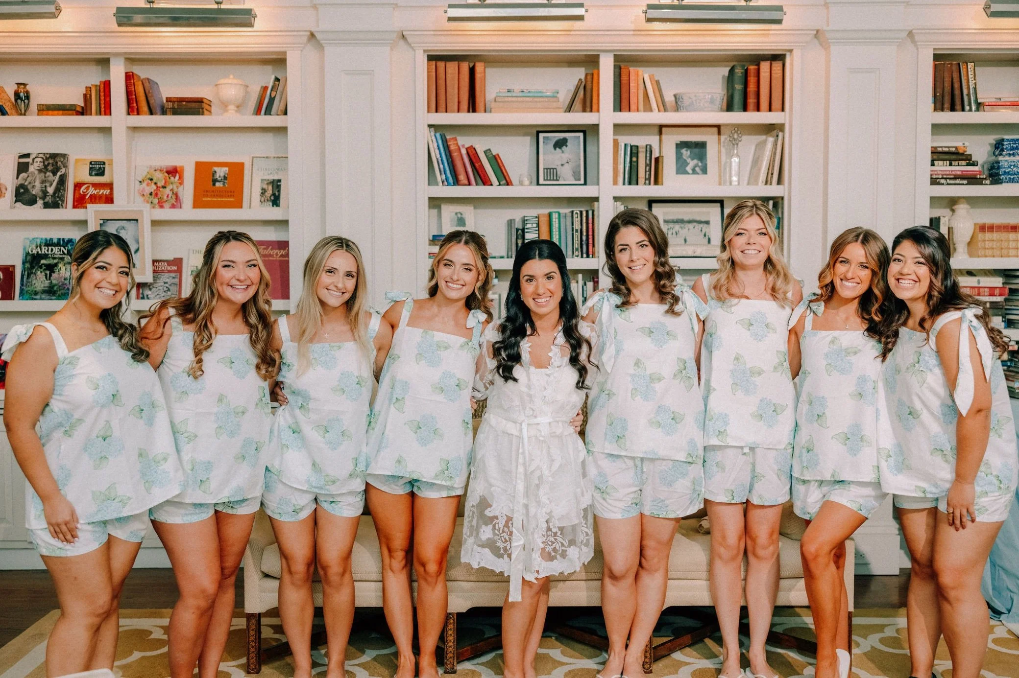  bridesmaids getting ready at glenmere mansion 