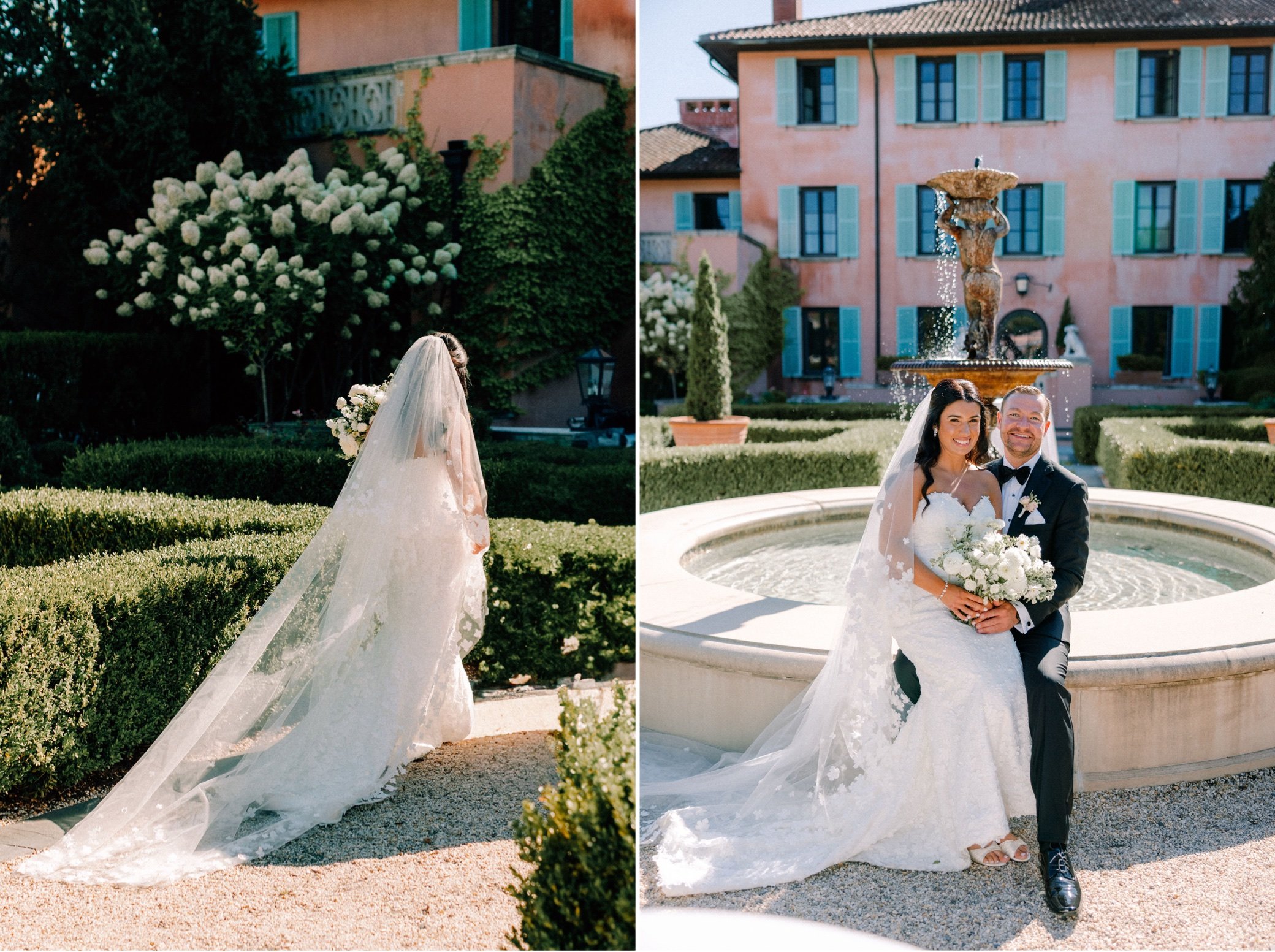  wedding photographs in garden at glenmere mansion 