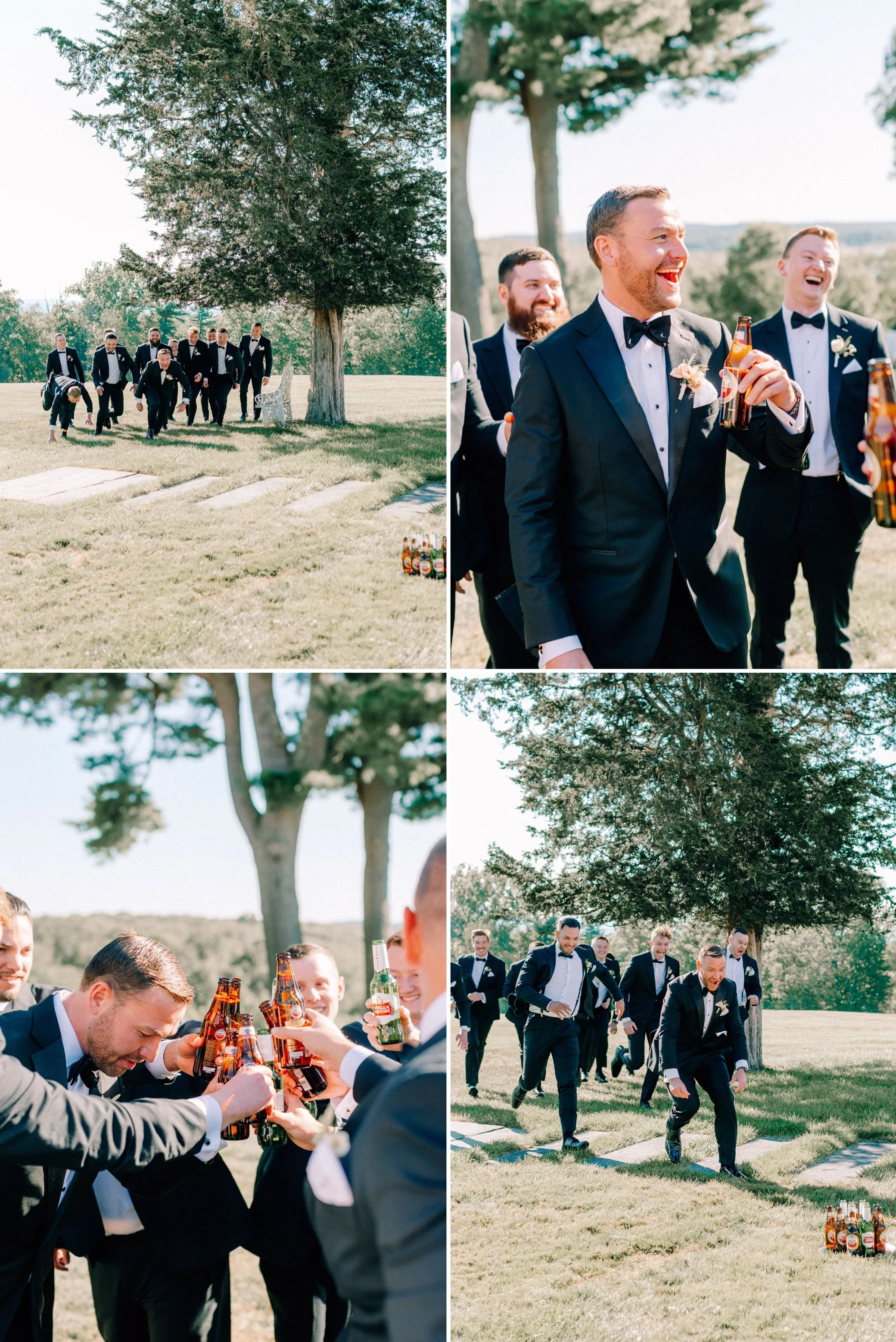  groomsmen being silly at glenmere mansion 