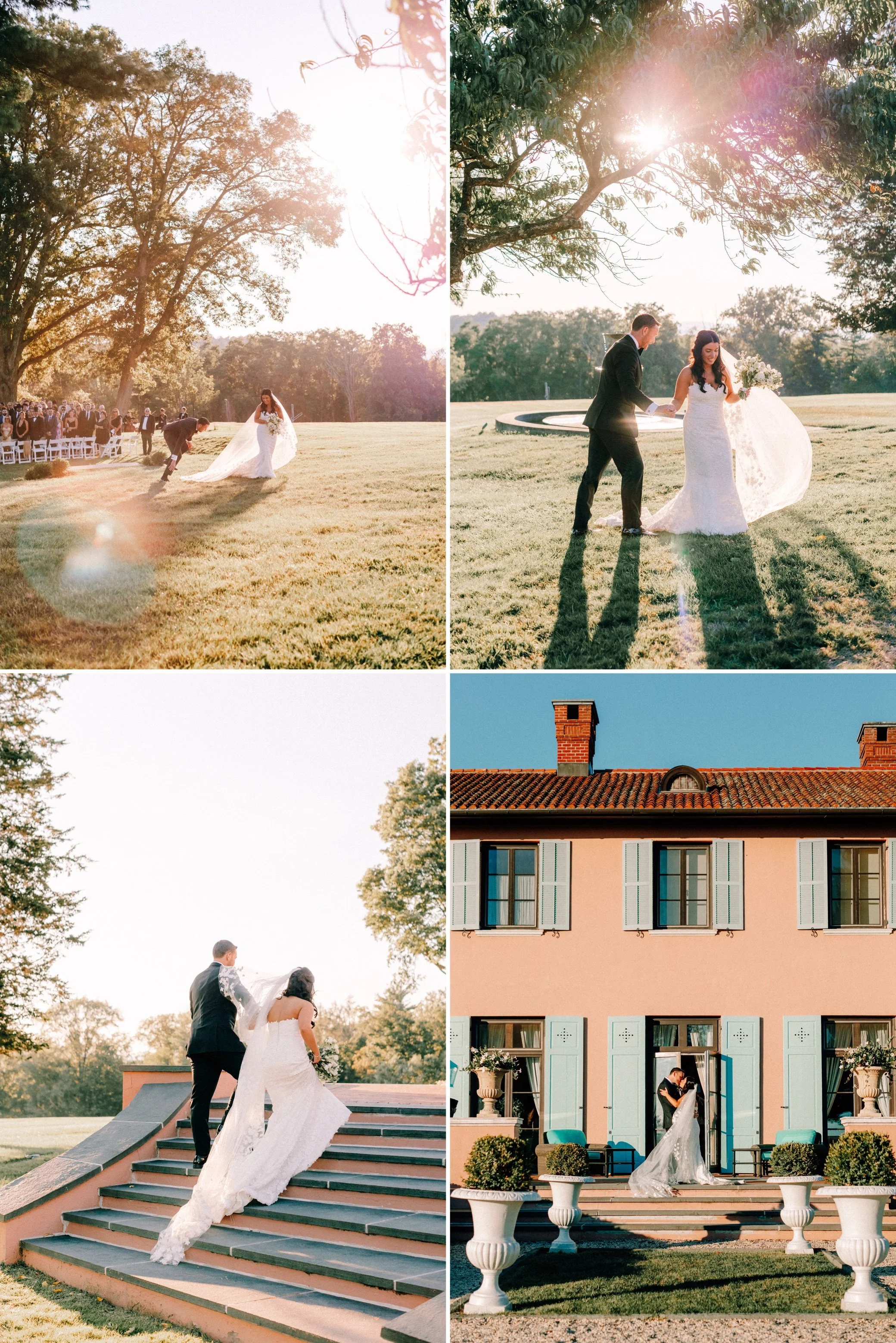  outdoor wedding photographs of ceremony at glenmere mansion  