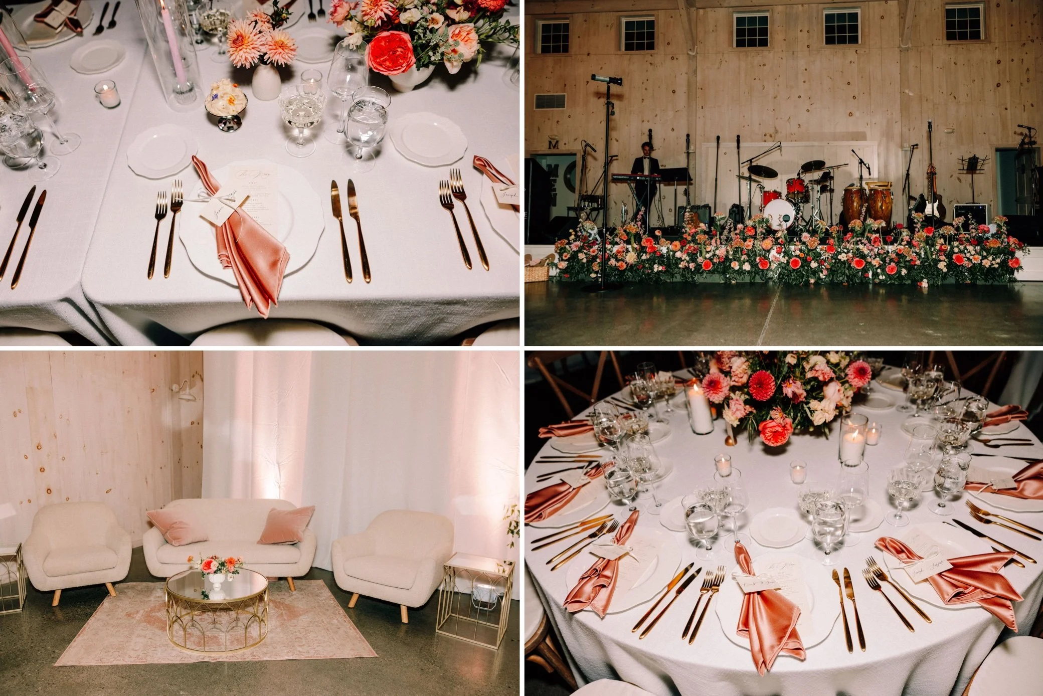  wedding reception detail photographs in the barn at glenmere mansion 