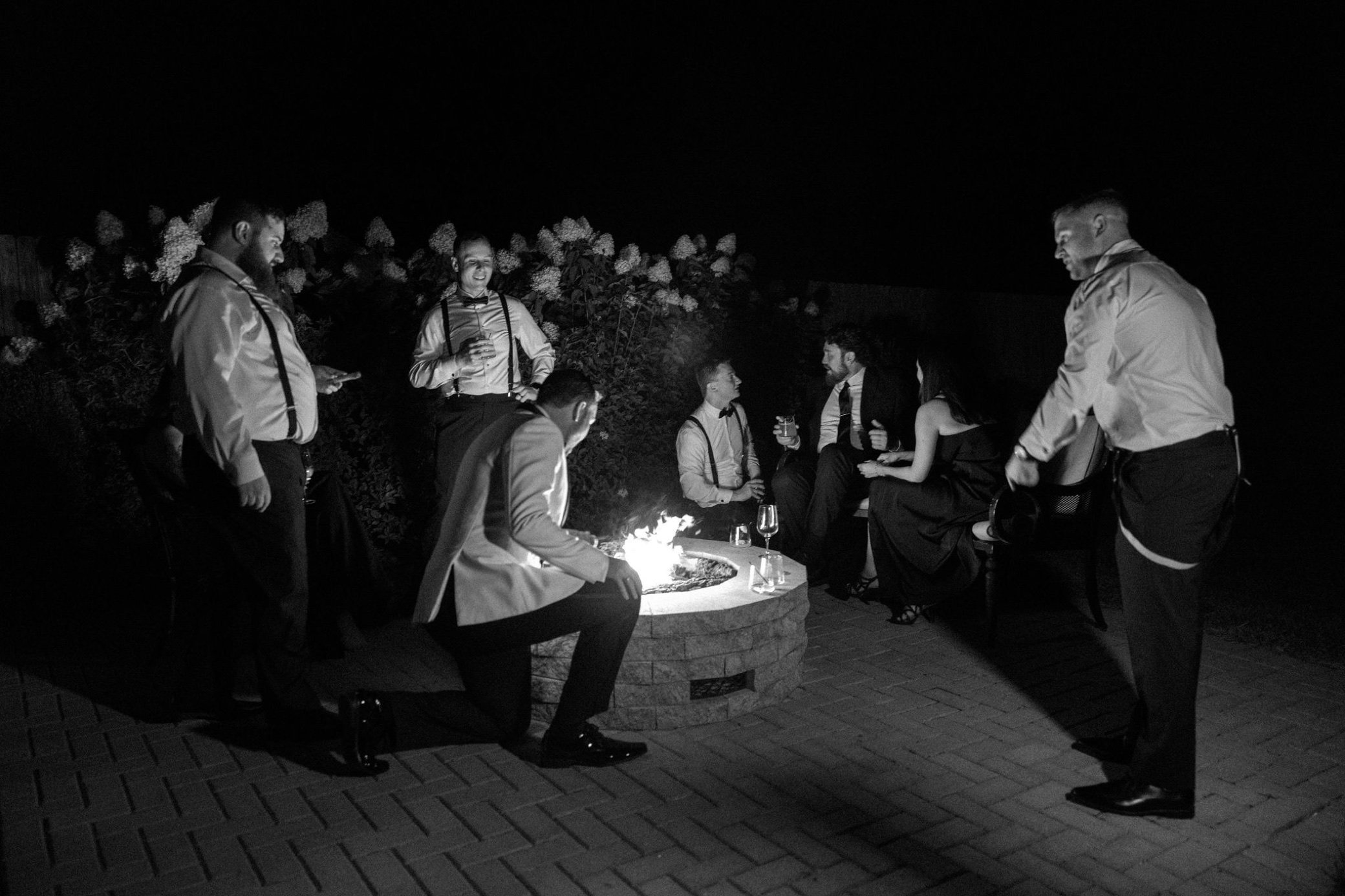  bonfire at glenmere mansion wedding 