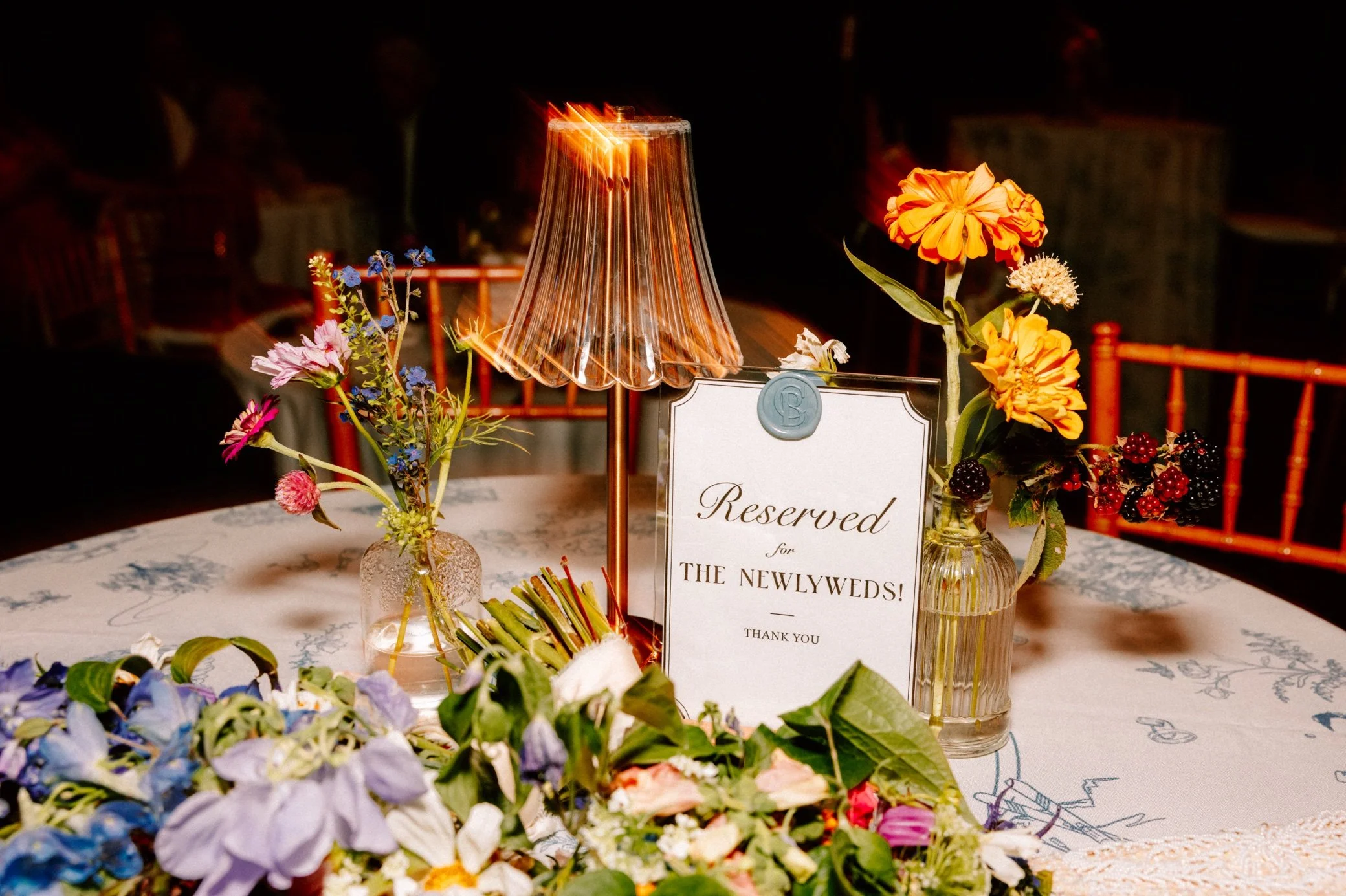  reserved for newlyweds table at buttermilk falls cocktail hour style wedding reception 
