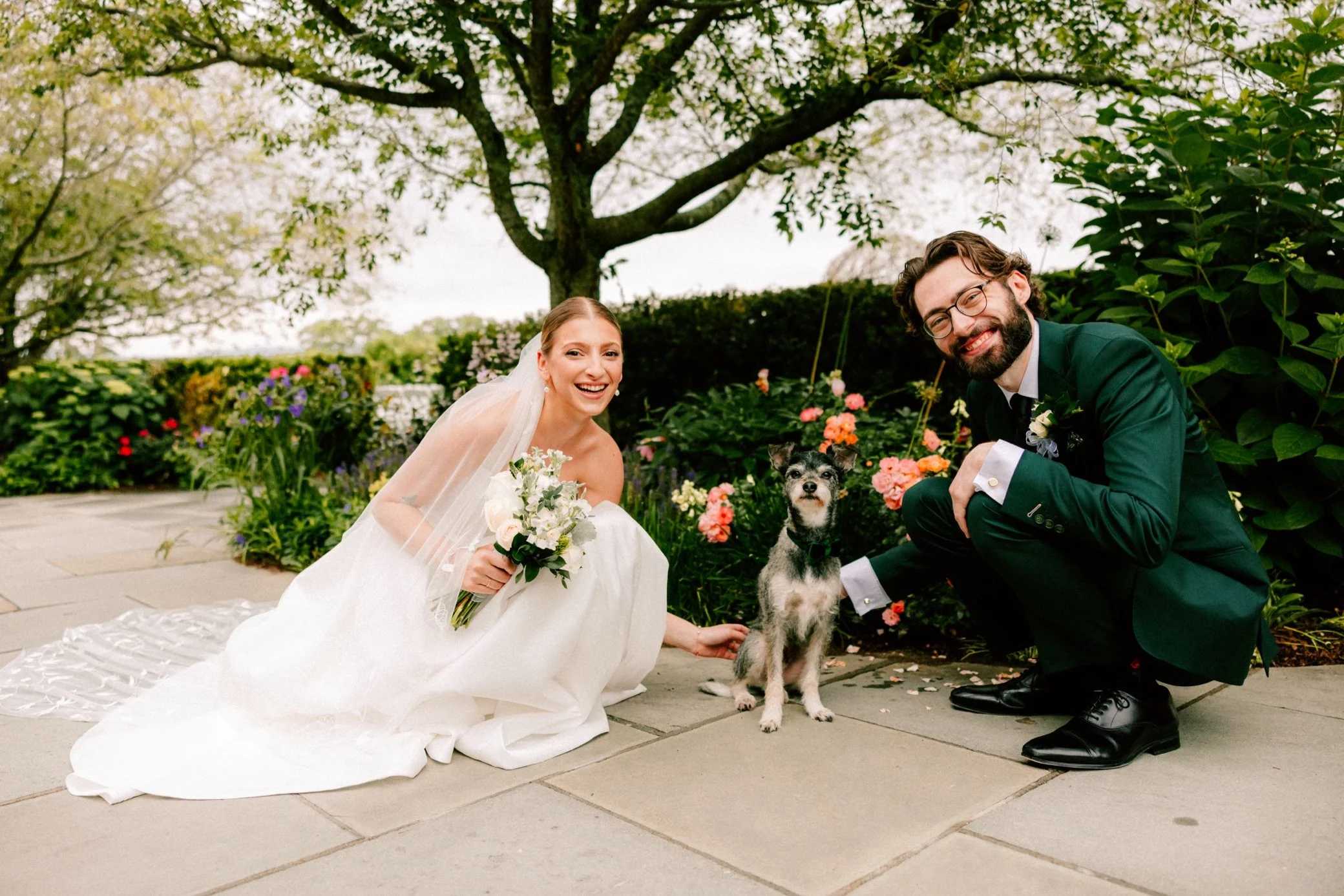  wedding couple with their dog at the garrison 