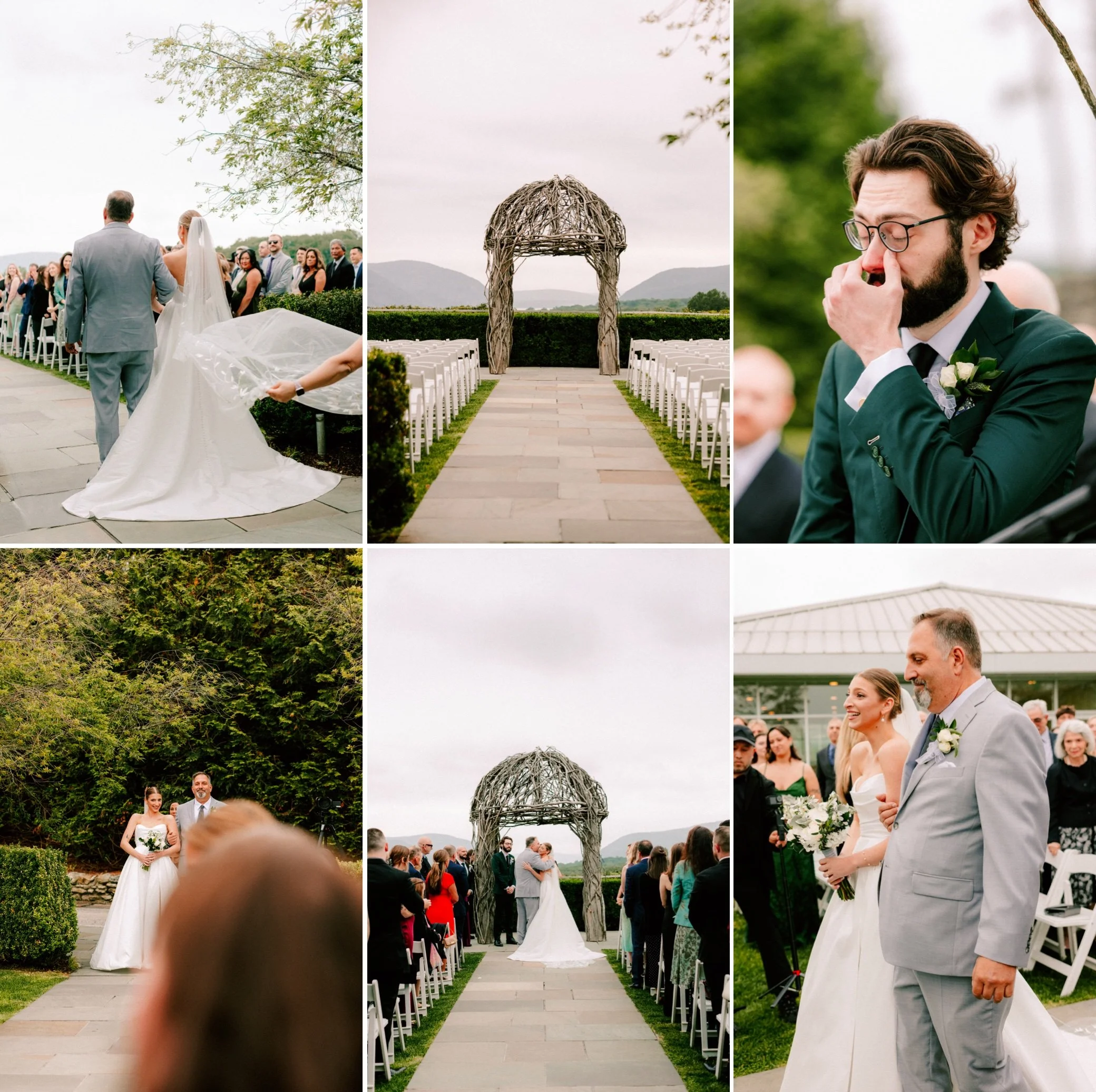 bride walking down aisle at the garrison 
