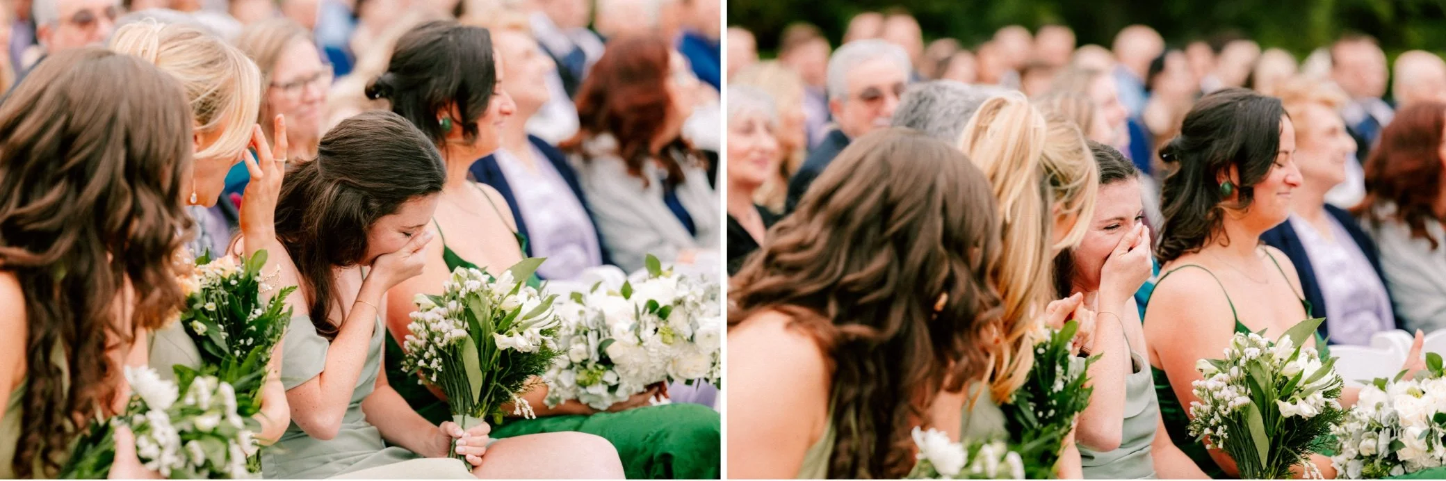  bridesmaids crying during wedding ceremony at the garrison 