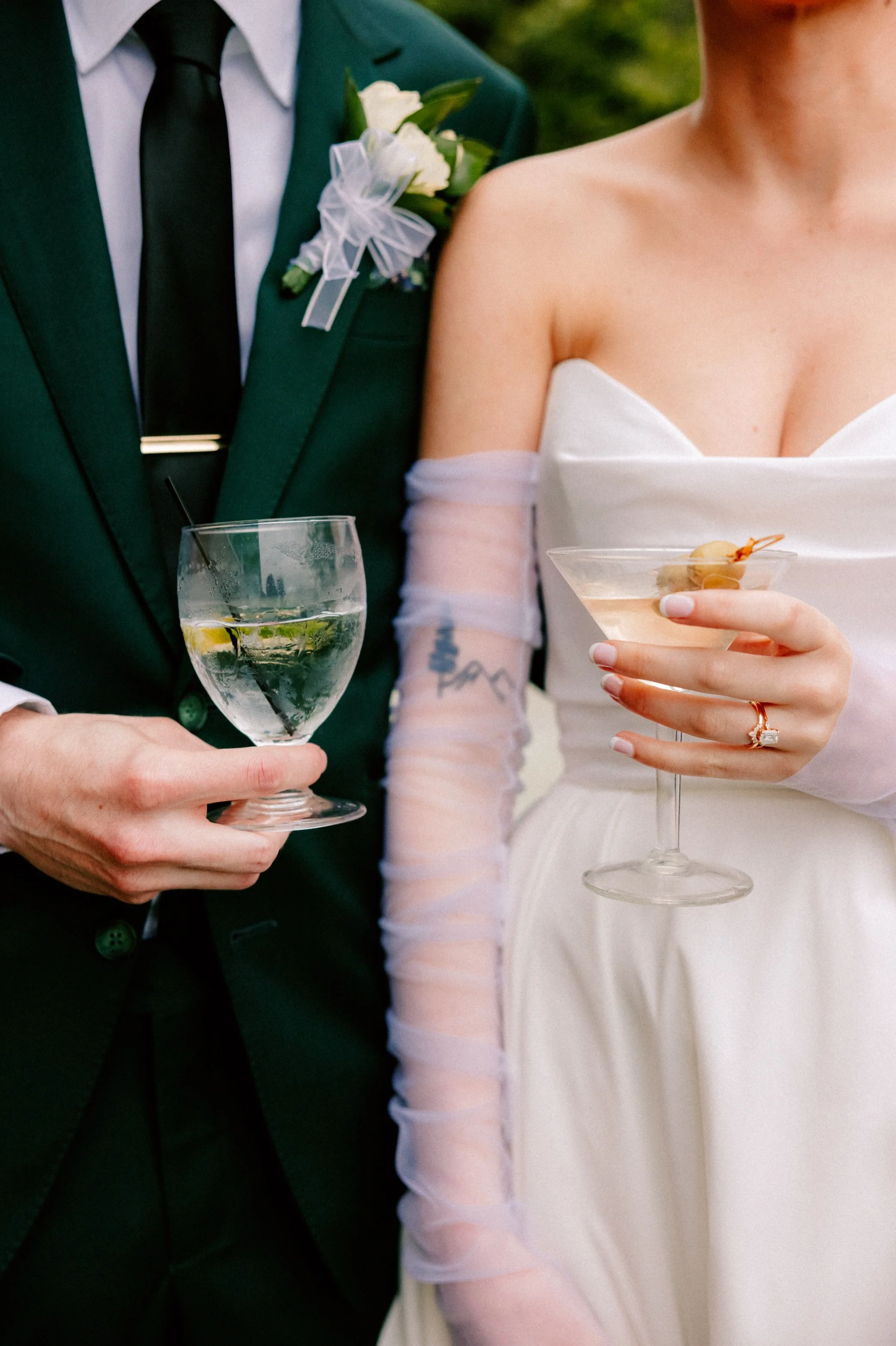  wedding couple with their signature cocktails at the garrison 