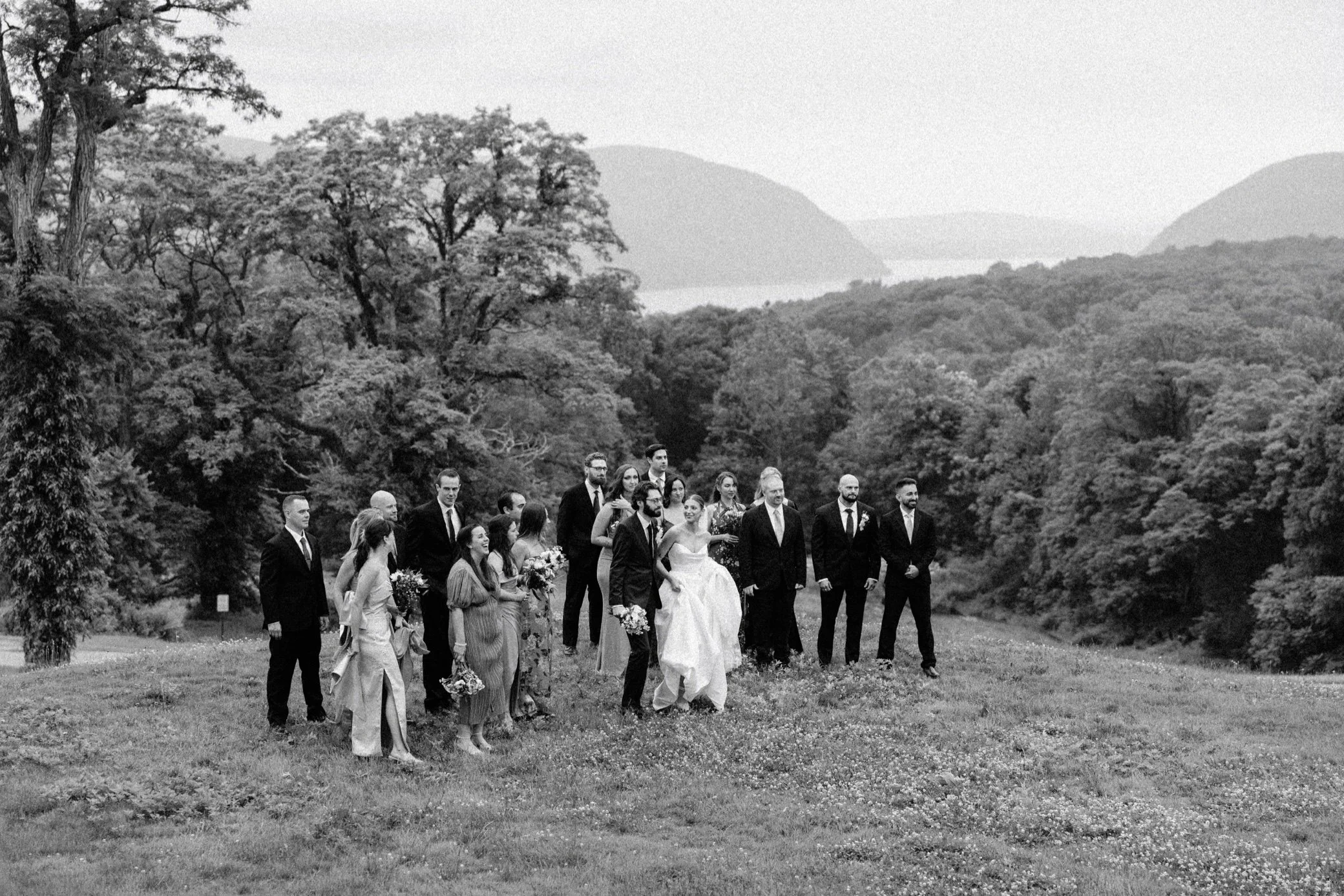  hudson valley documentary film wedding photographs of bridal party at the garrison 