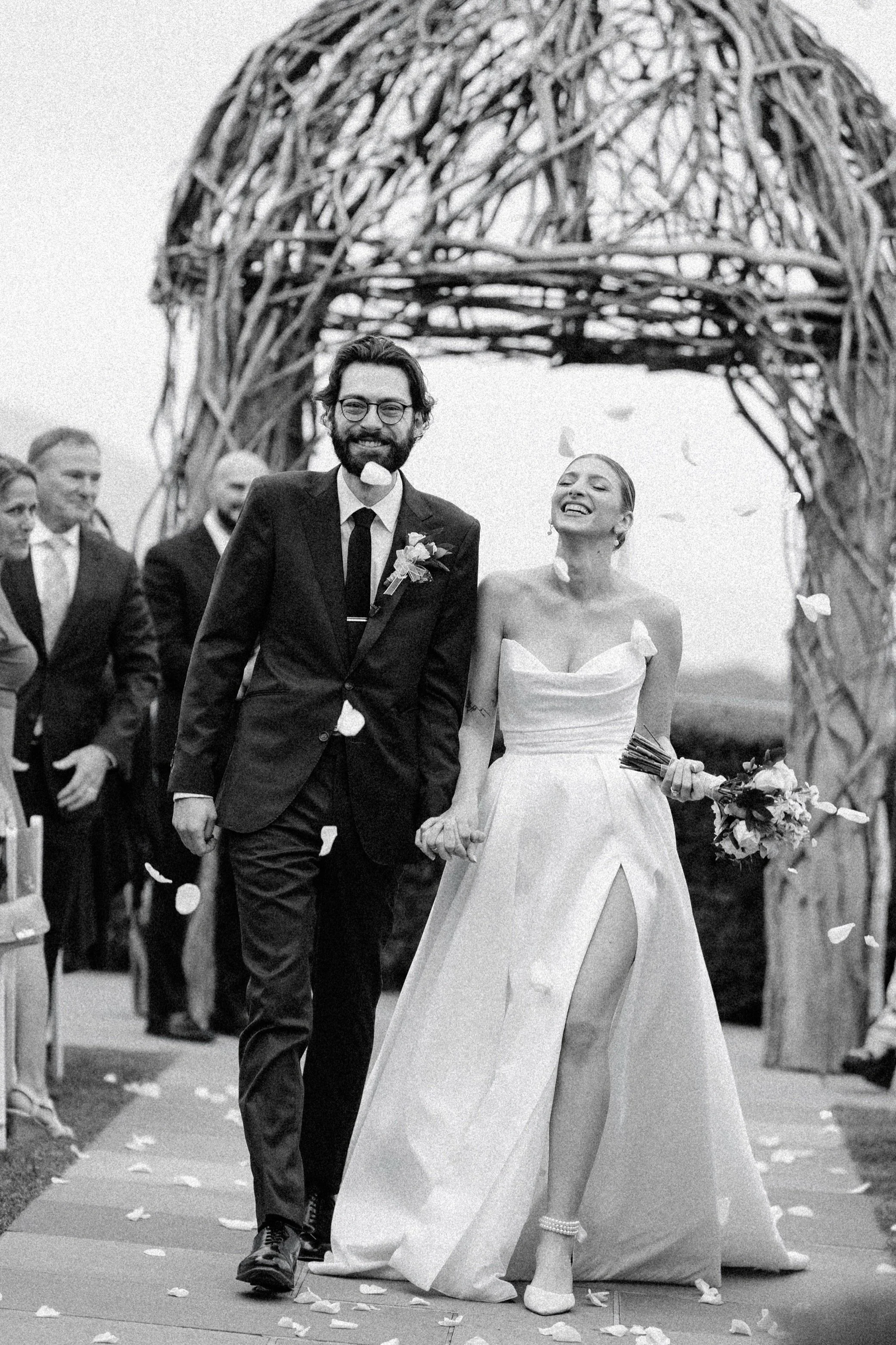  hudson valley documentary film wedding ceremony photograph of petal toss at the garrison 