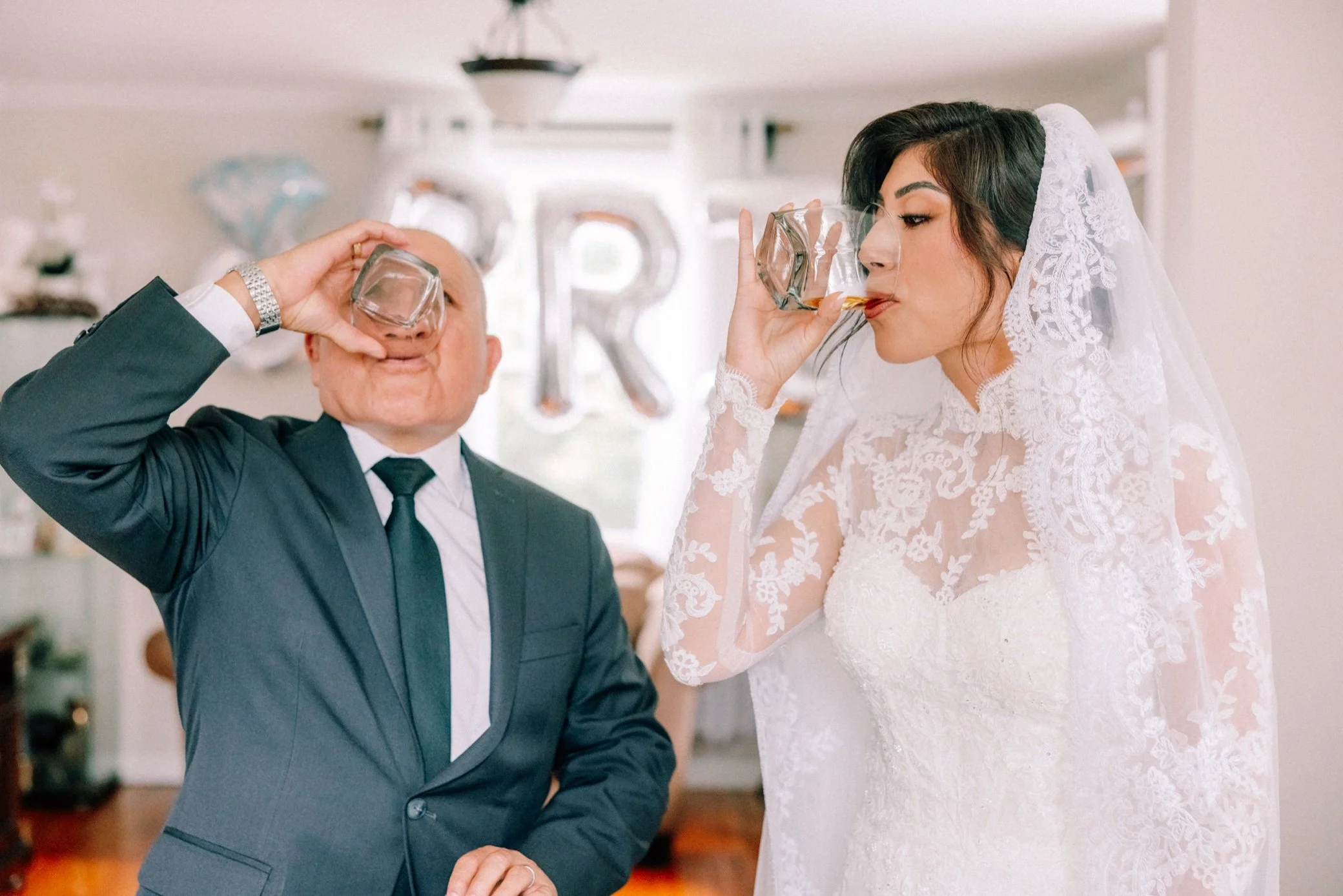  bride takes a shot with her dad before her hudson valley intimate church ceremony  