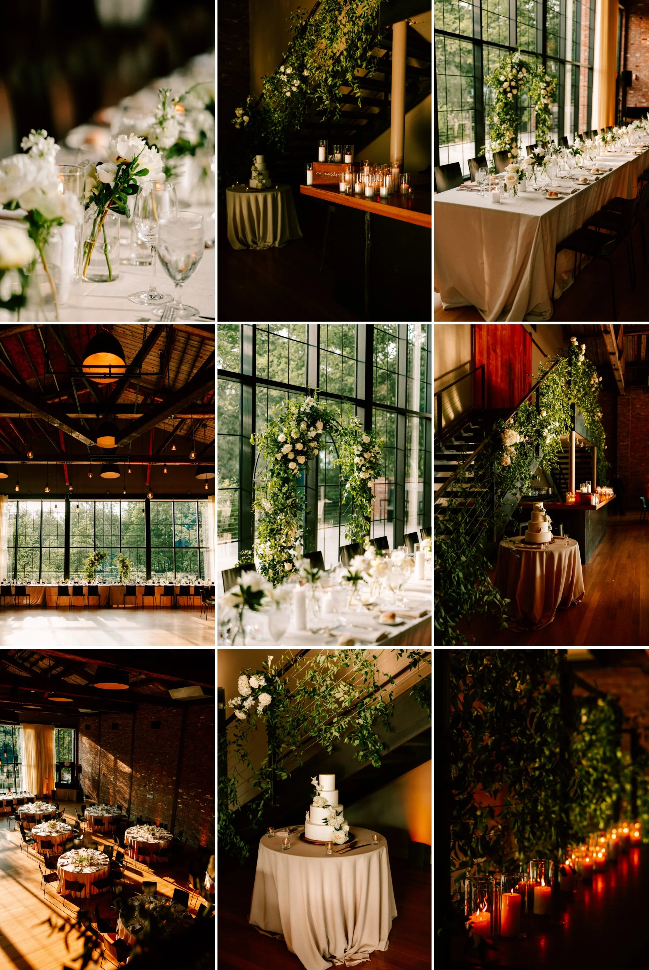  the roundhouse wedding reception flowers by kraft n co and lighting by LNJ tech 