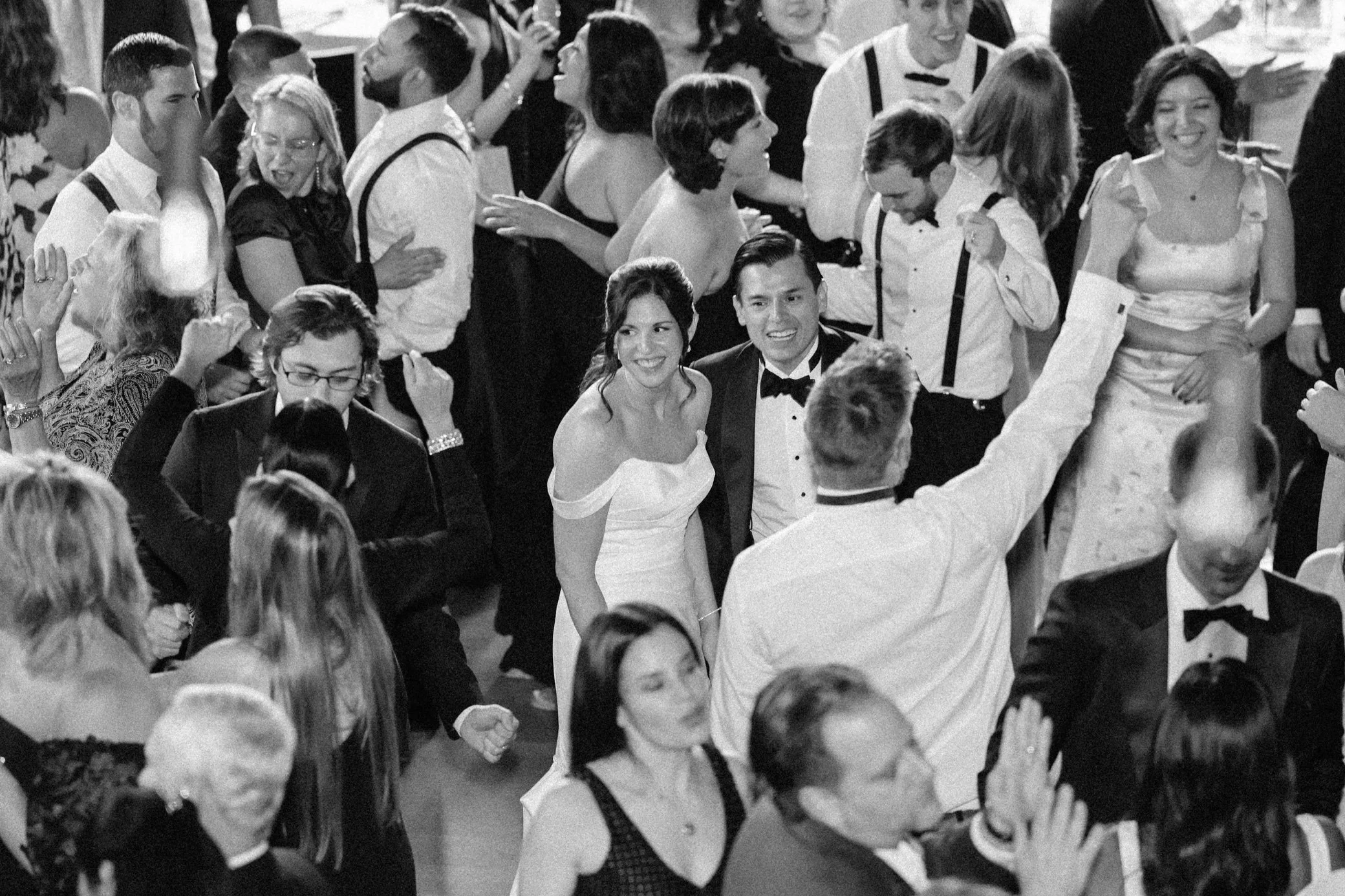  film photograph of hudson valley wedding reception dance floor at the roundhouse  