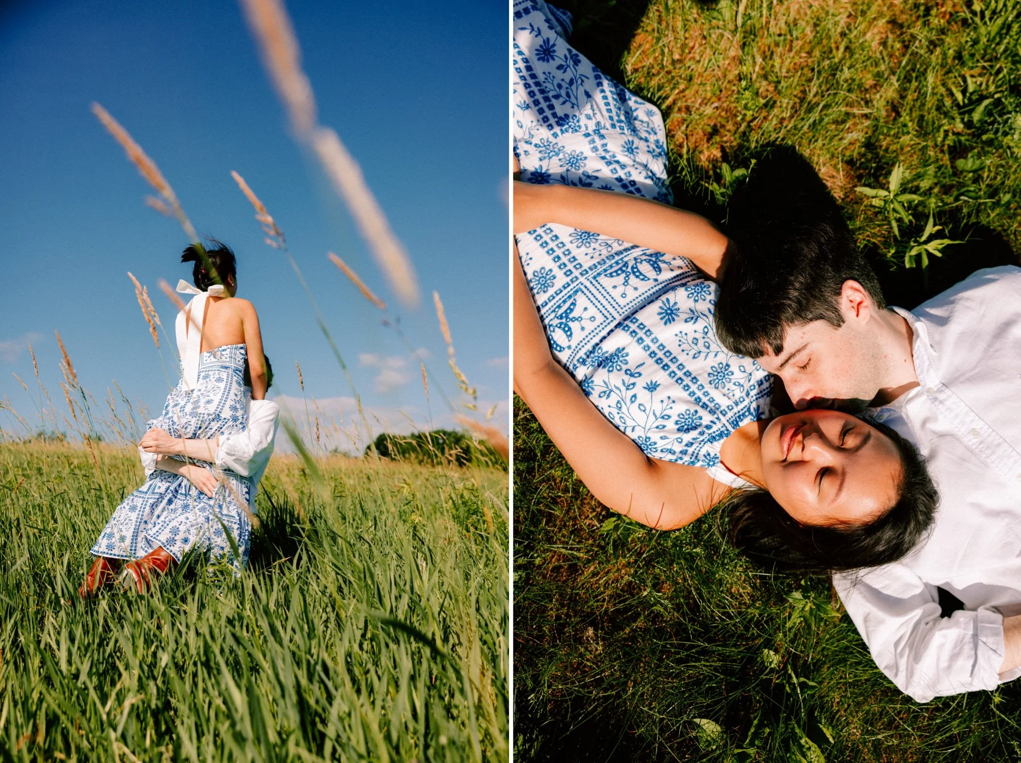  romantic hudson valley engagement photo shoot in a field 