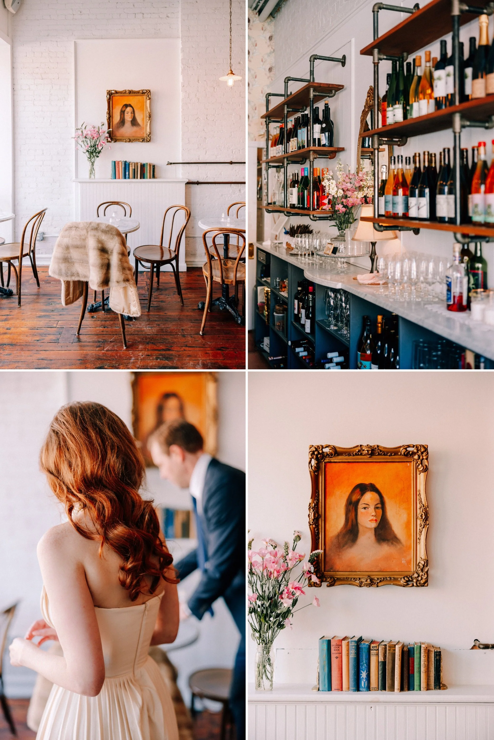  details of hudson valley indoor engagement shoot location - brunette wine bar in kingston, ny 