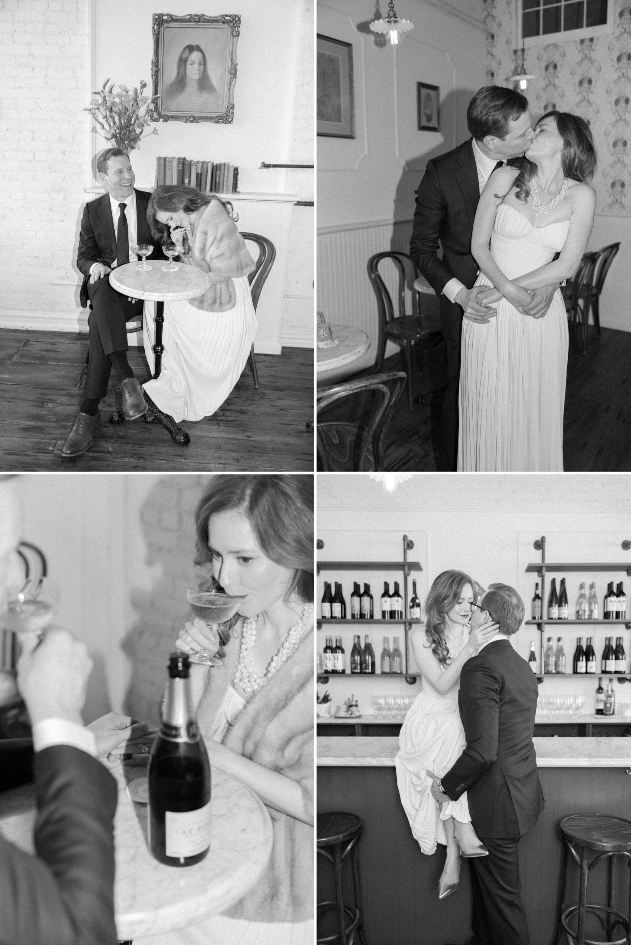  old hollywood glamour inspired indoor hudson valley engagement shoot at brunette wine bar in kingston, ny 