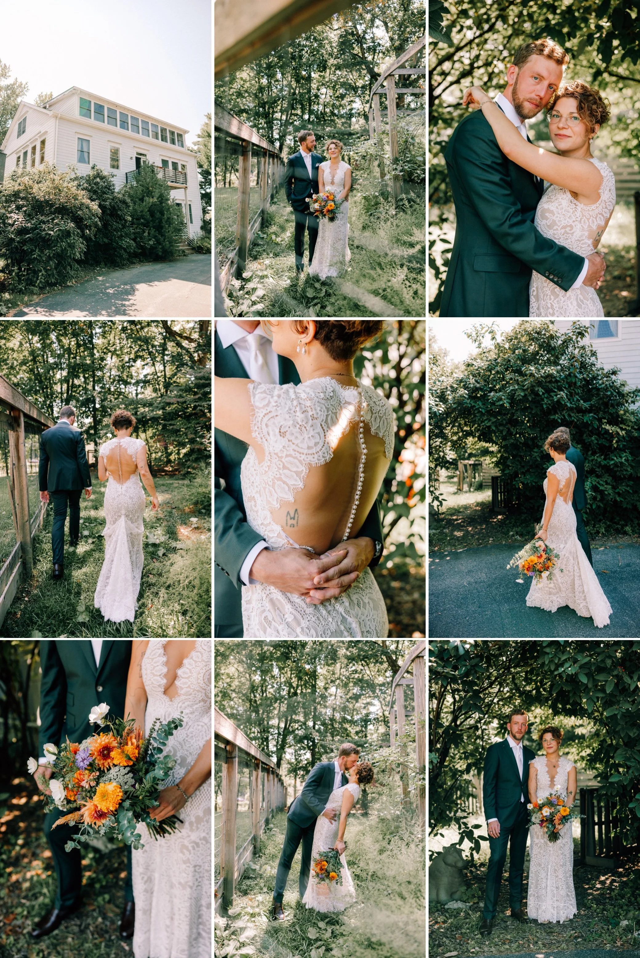  bride and groom photos of them adventuring around the grounds of the yard wedding venue in beacon, ny 