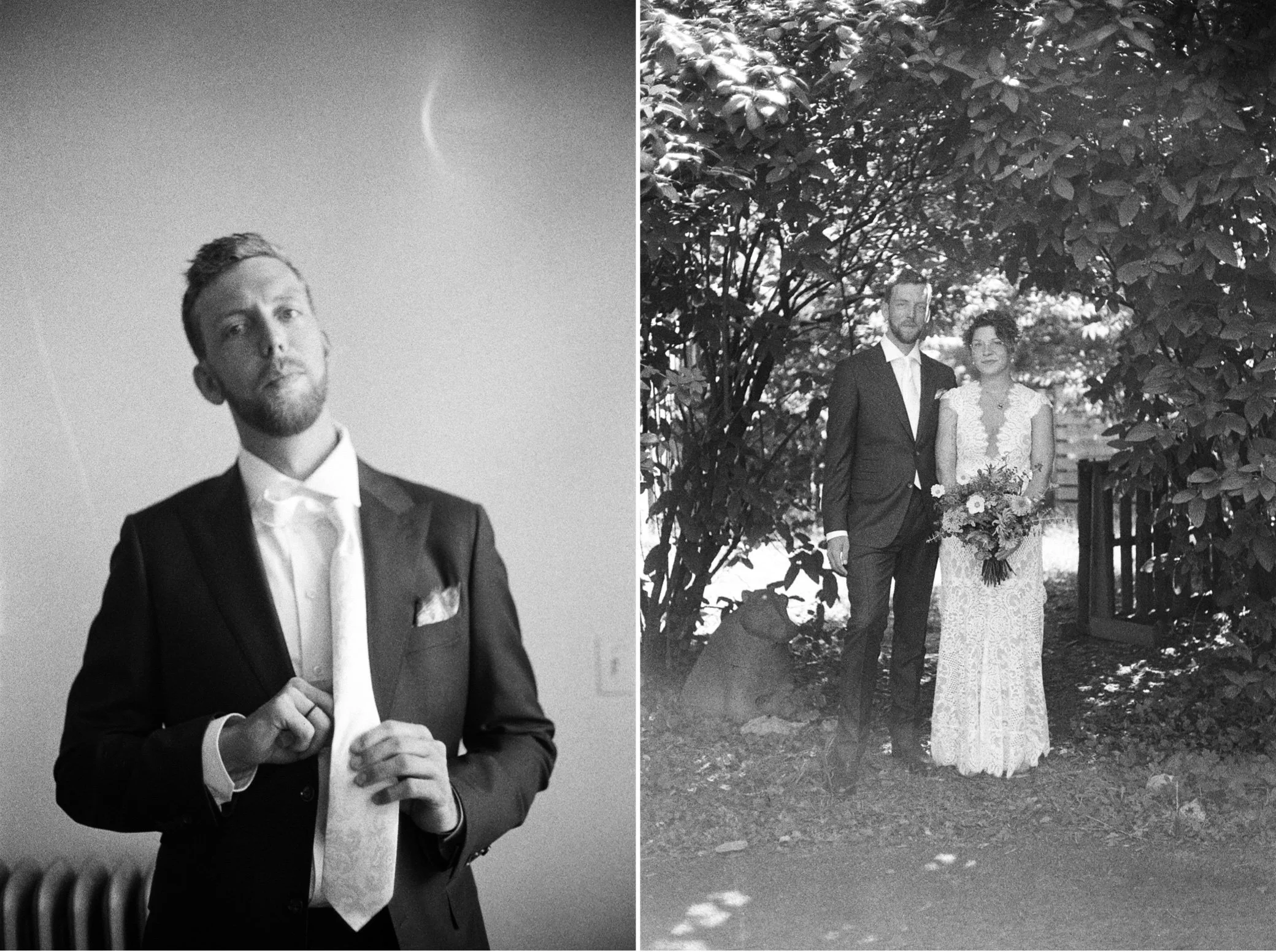  film wedding photograph of bride and groom at The Yard in Beacon, NY 