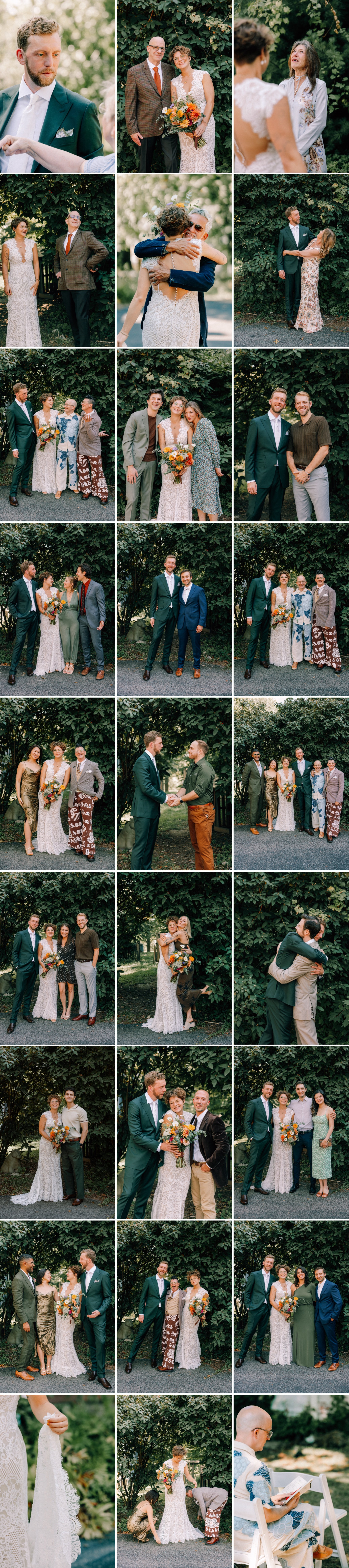  An assortment of friend and family wedding photographs at The Yard venue in Beacon, NY 