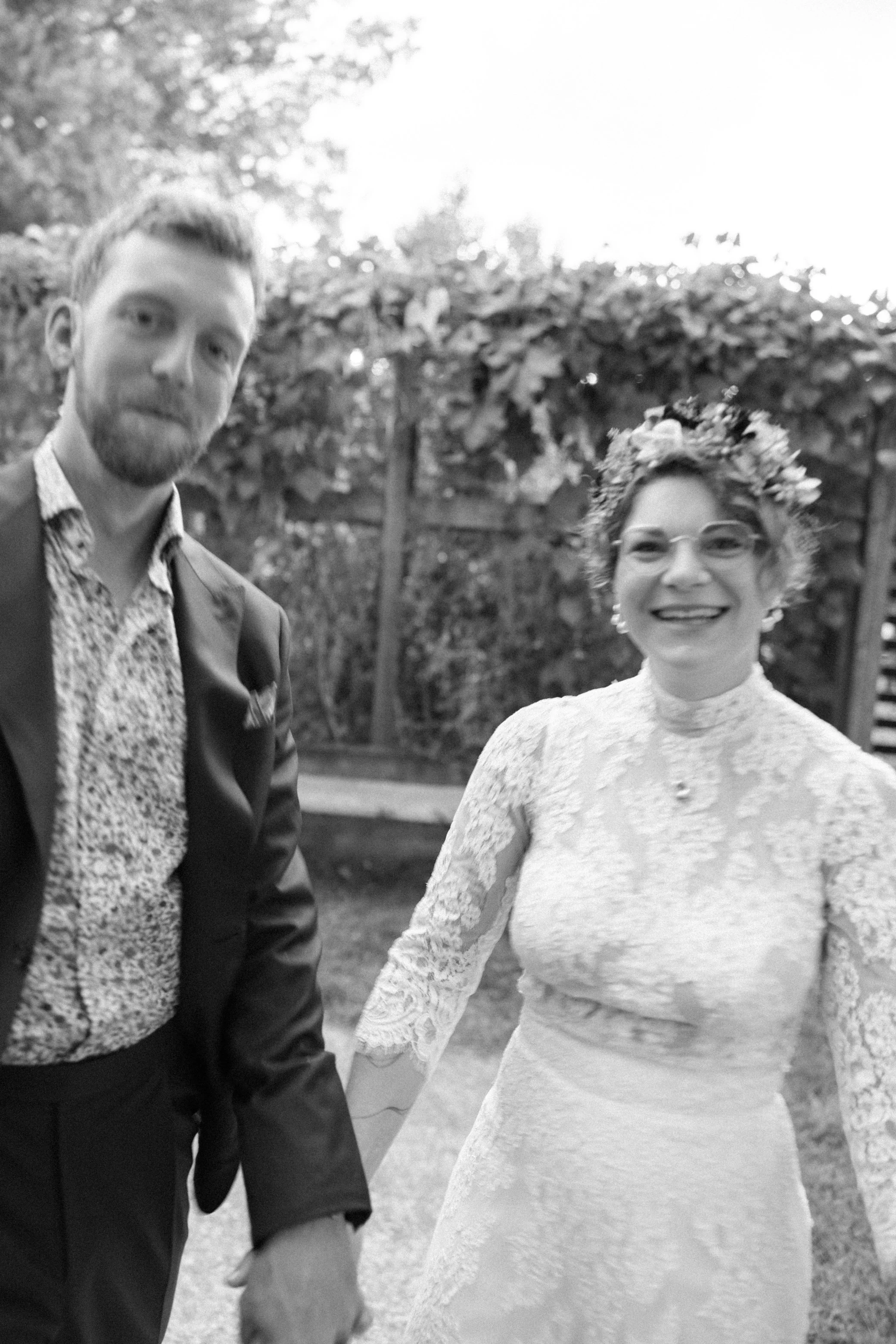  black and white motion blur photo of bride and groom at the yard in beacon, ny 