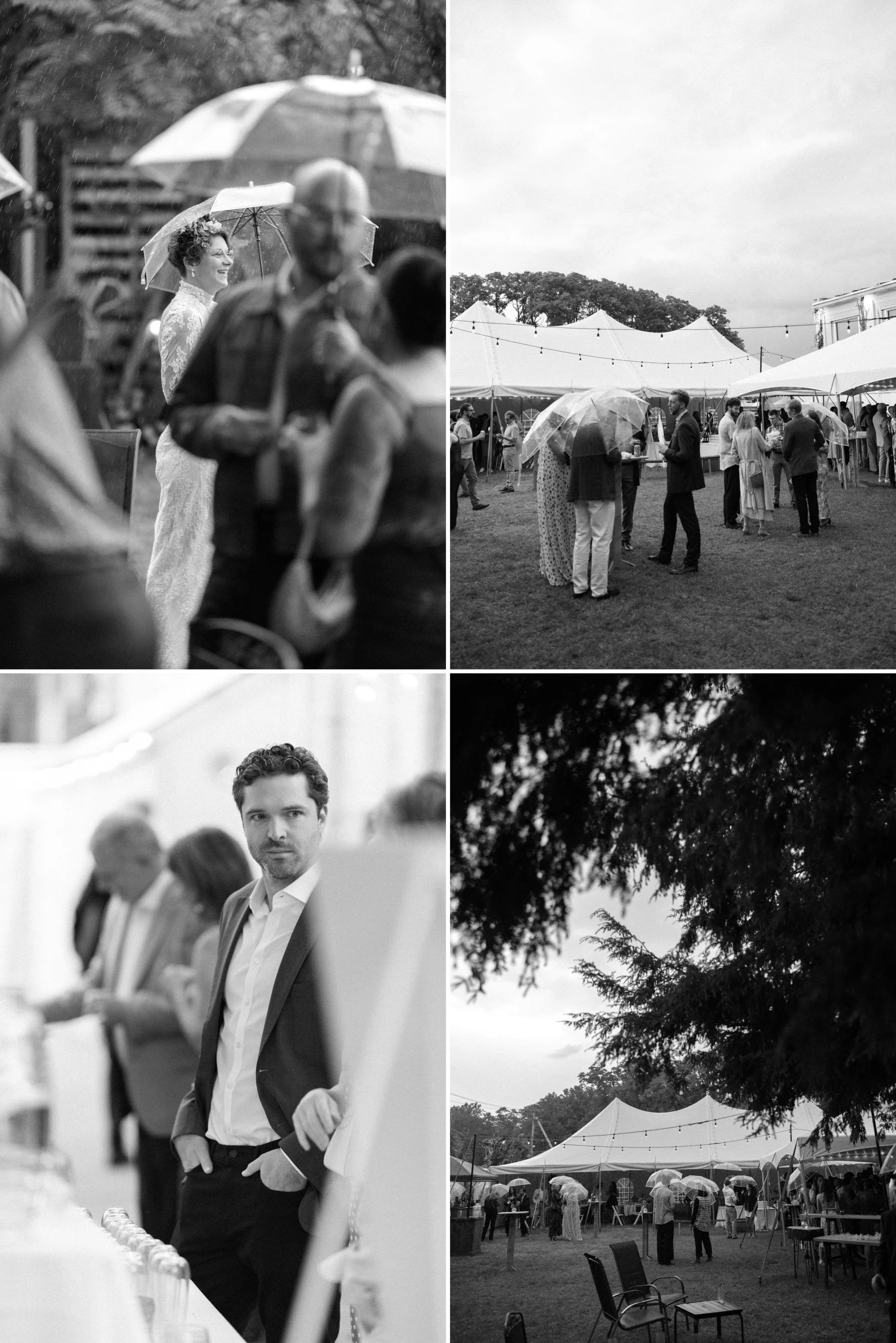  black and white photographs of cocktail hour at the yard in beacon, ny 