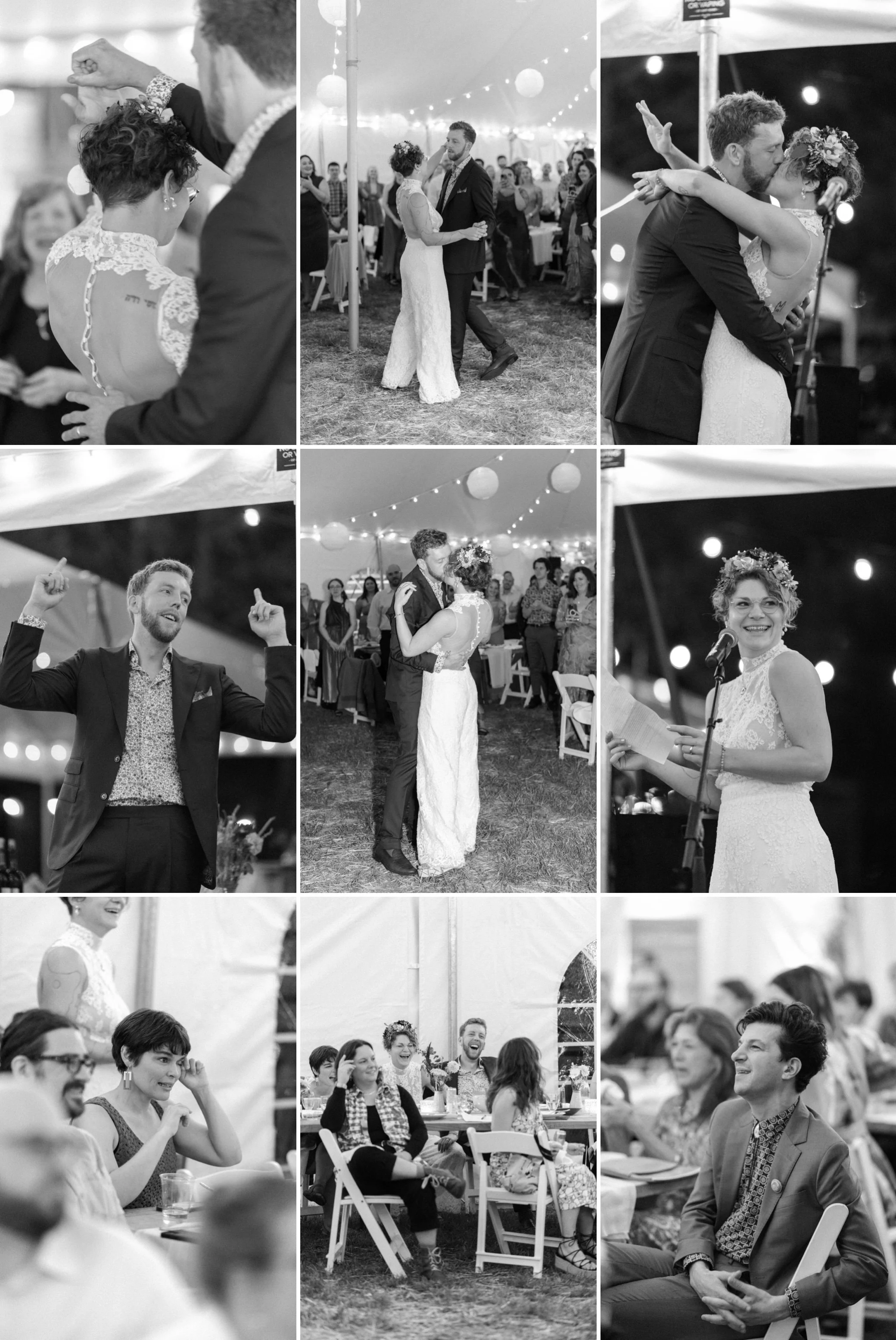  bride and groom dance during the hudson valley wedding reception at the yard 