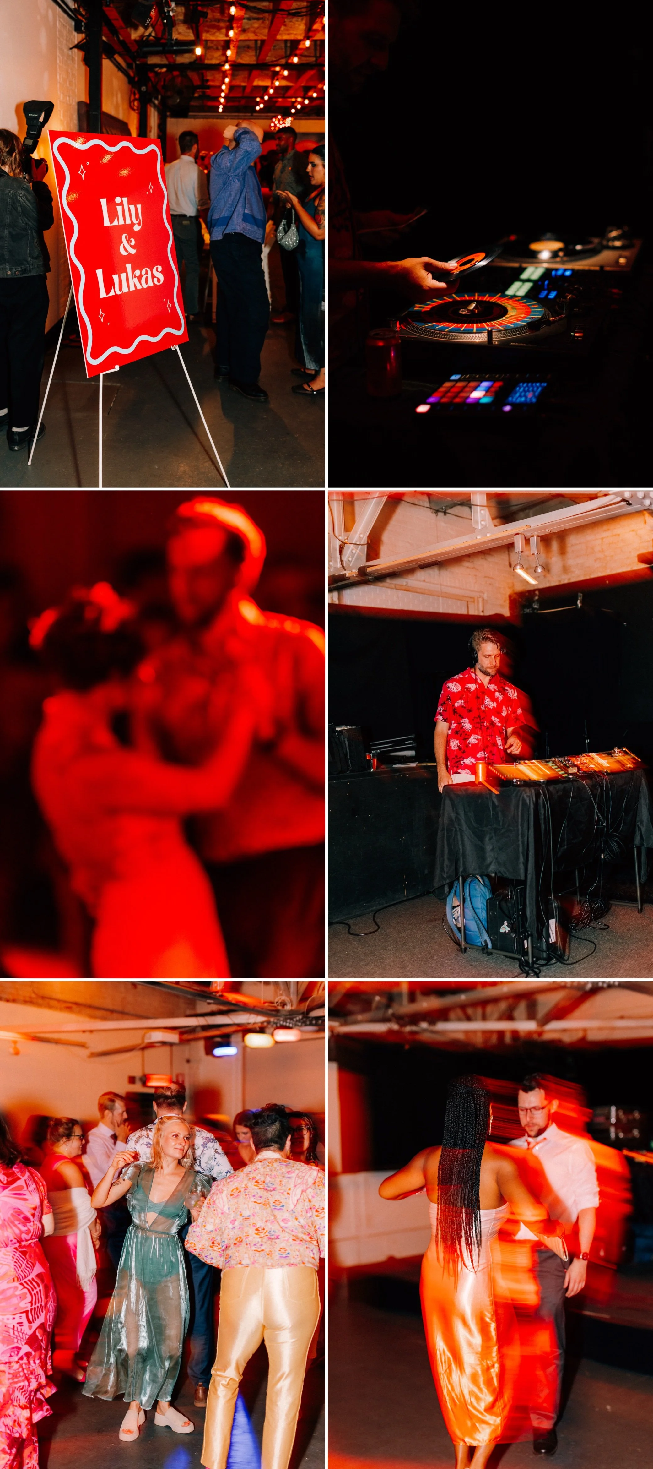  bride and groom during vinyl dj wedding reception at the yard in beacon, ny 