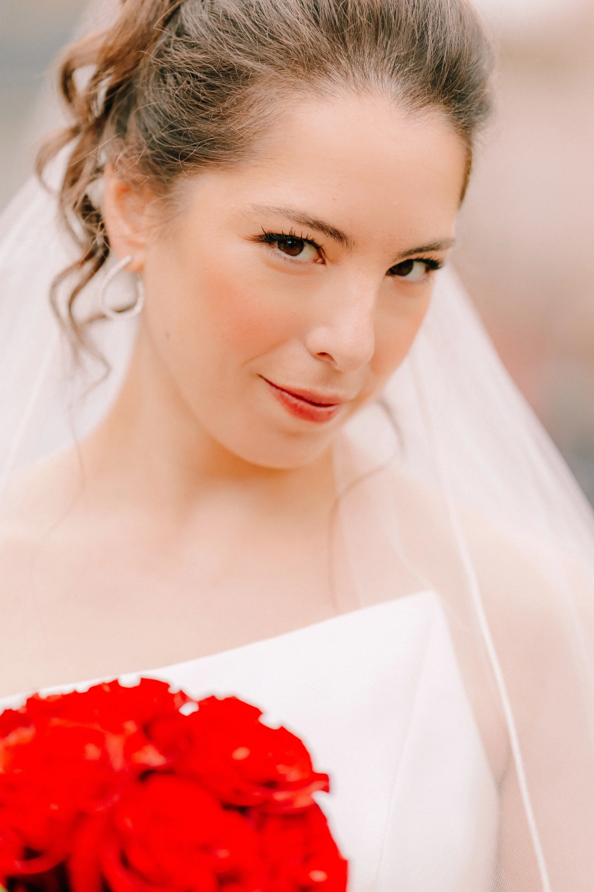  fine art photograph of bride looking into camera in beacon, ny 