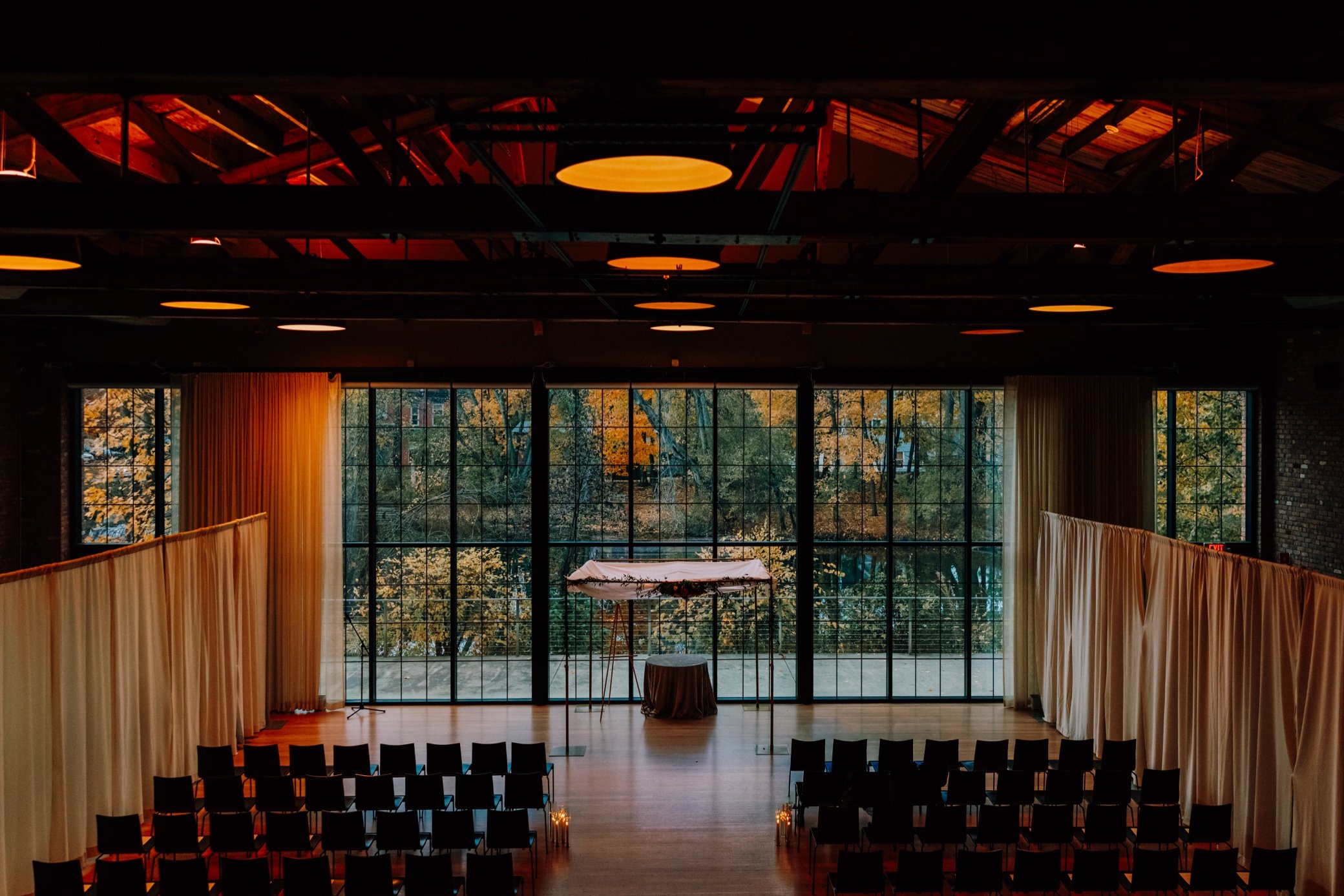  indoor ceremony set up at the roundhouse 
