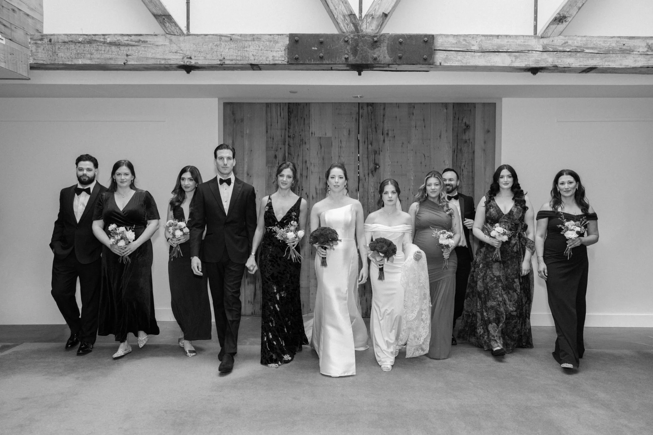  wedding party walks upstairs at the roundhouse  