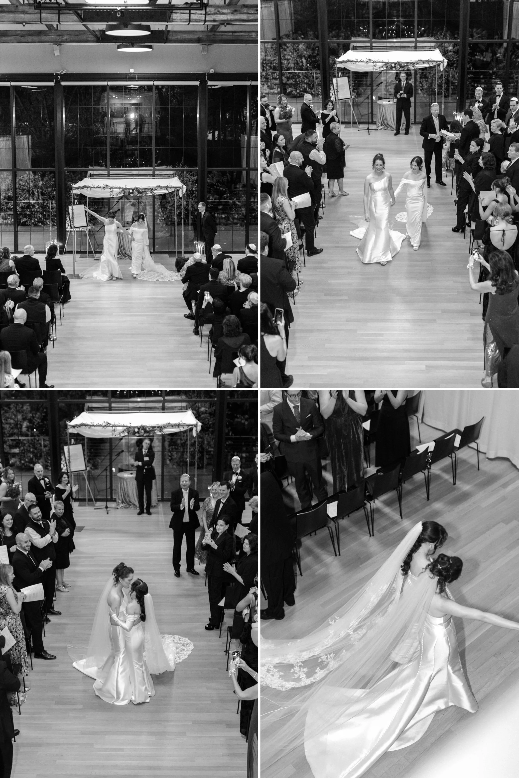  brides just married walking down the aisle just married at the roundhouse  