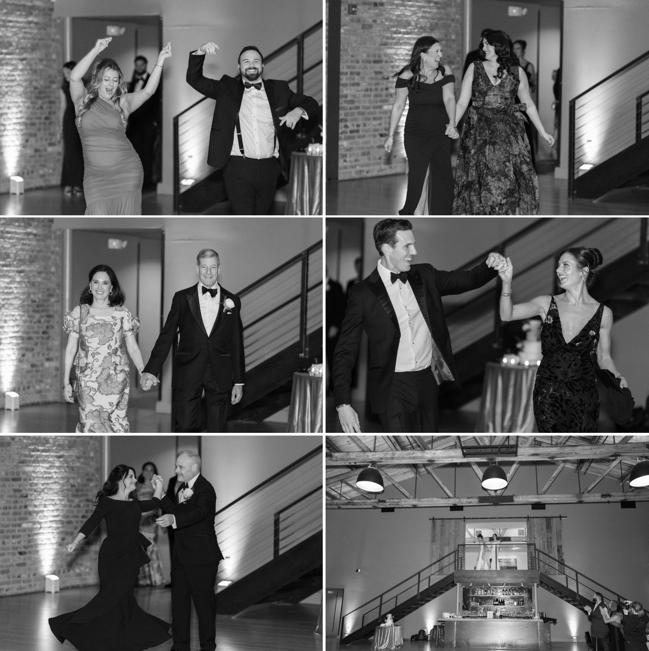  wedding party and parent introductions into the reception room at the roundhouse 
