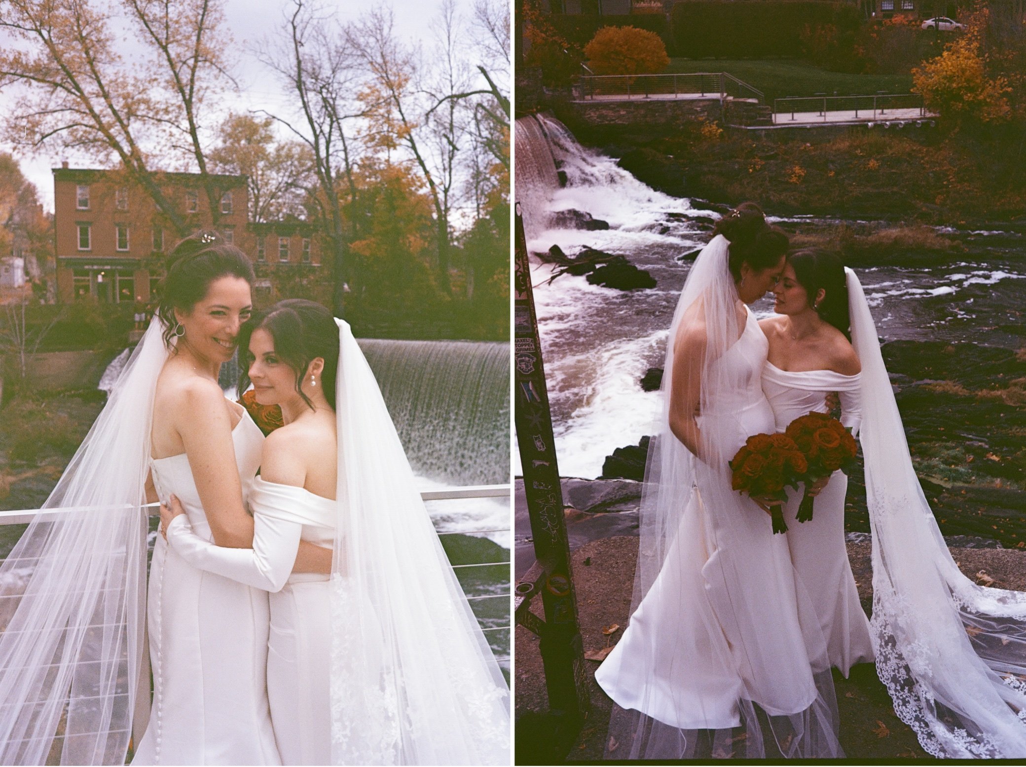 brides in front of beacon falls photographed on film  