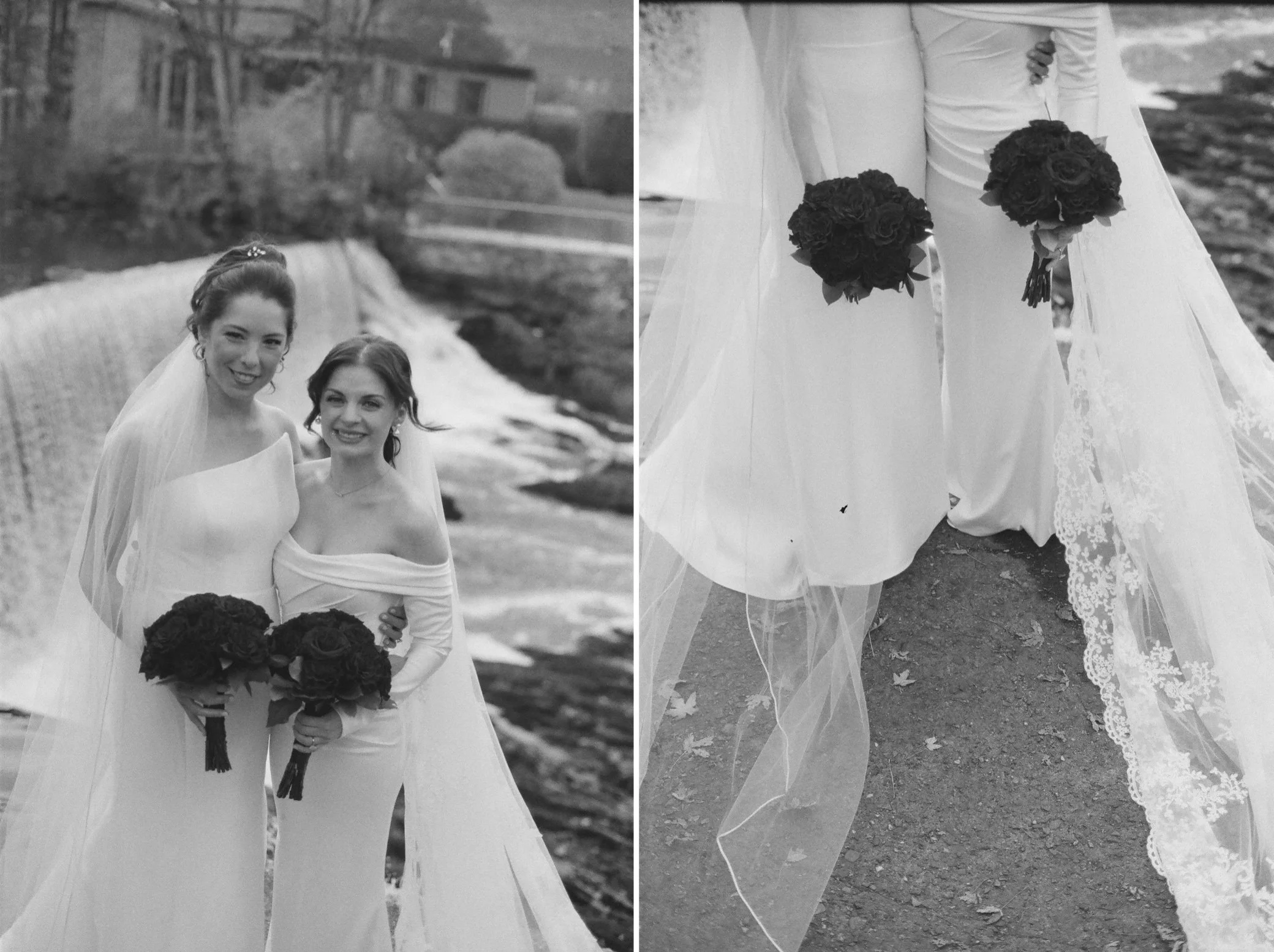  brides in front of beacon falls in beacon, ny photos by film photographer 