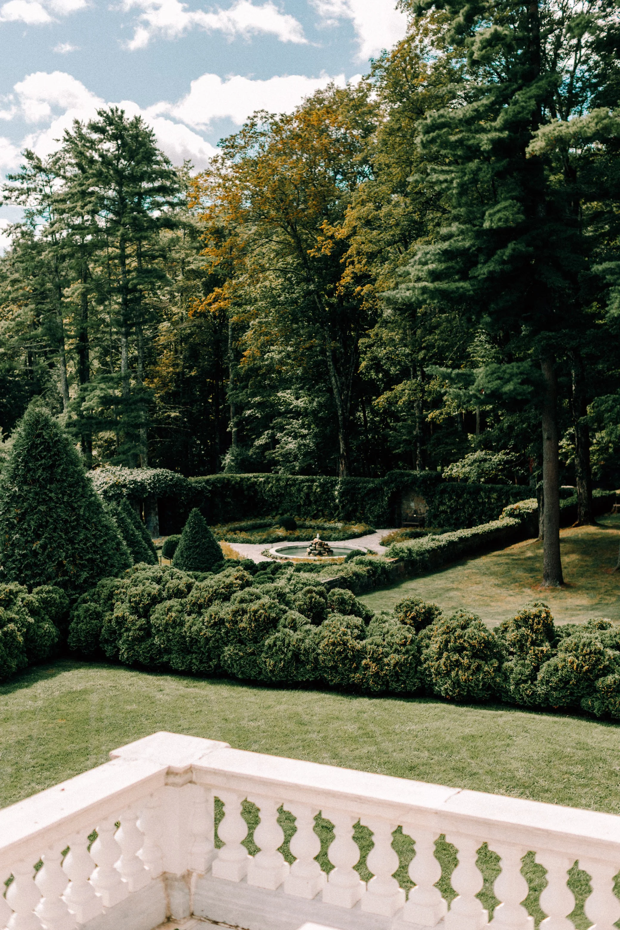 the formal garden and grounds of The Mount, Edith Wharton's home in Lenox, MA