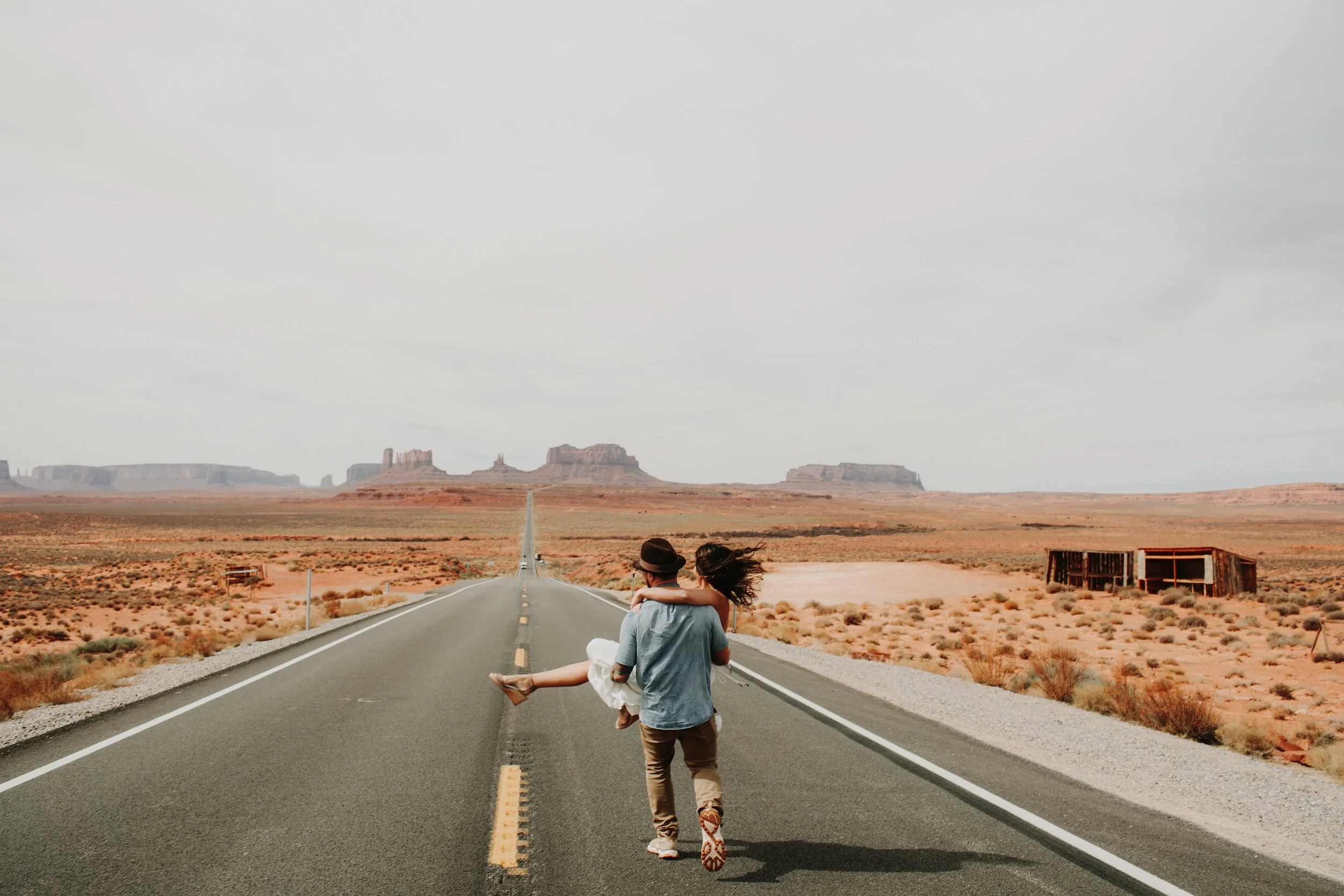 Couple during their engagement photo shoot on Route 163