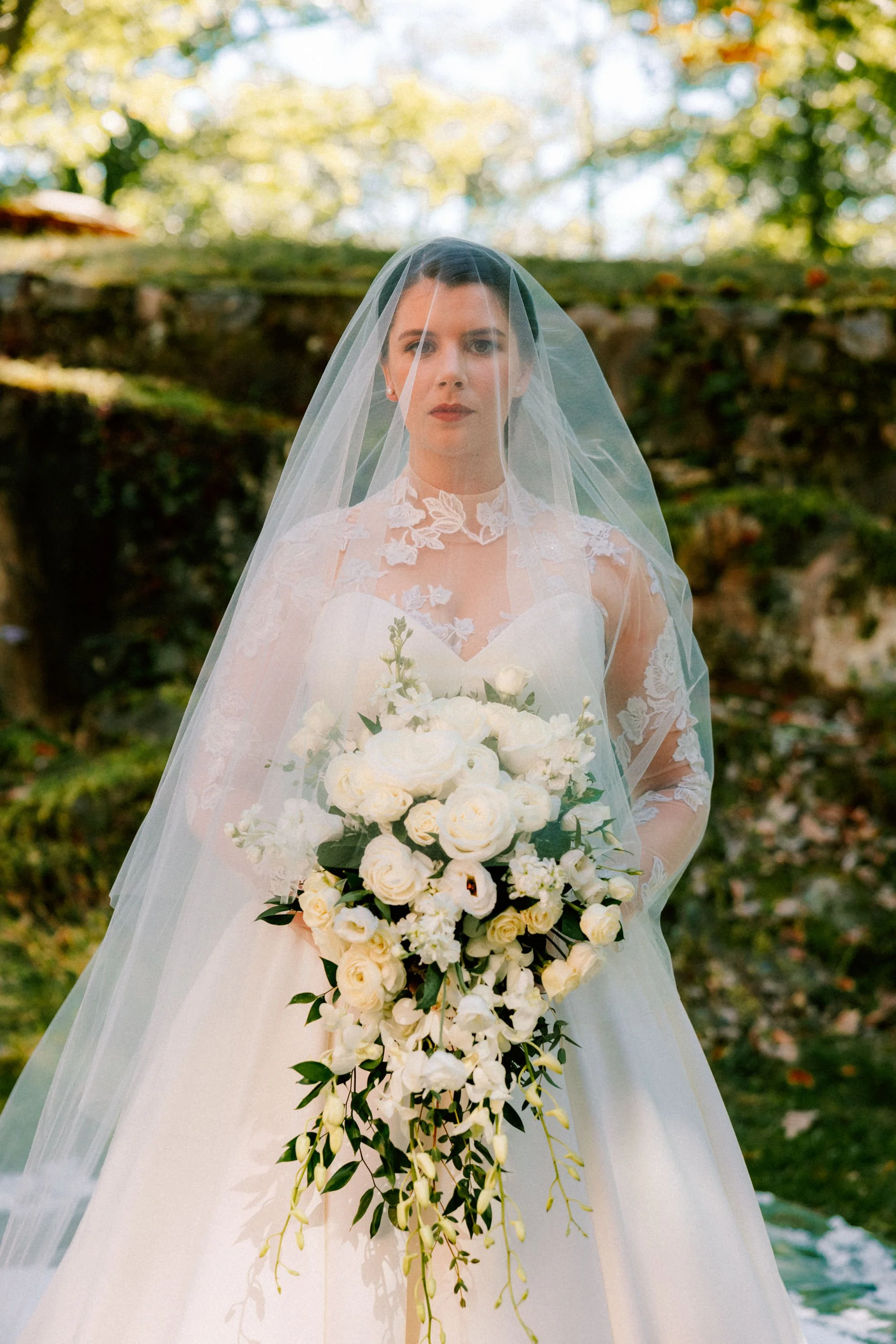 timeless wedding photograph of a bride under her veil on her wedding day in the hudson valley