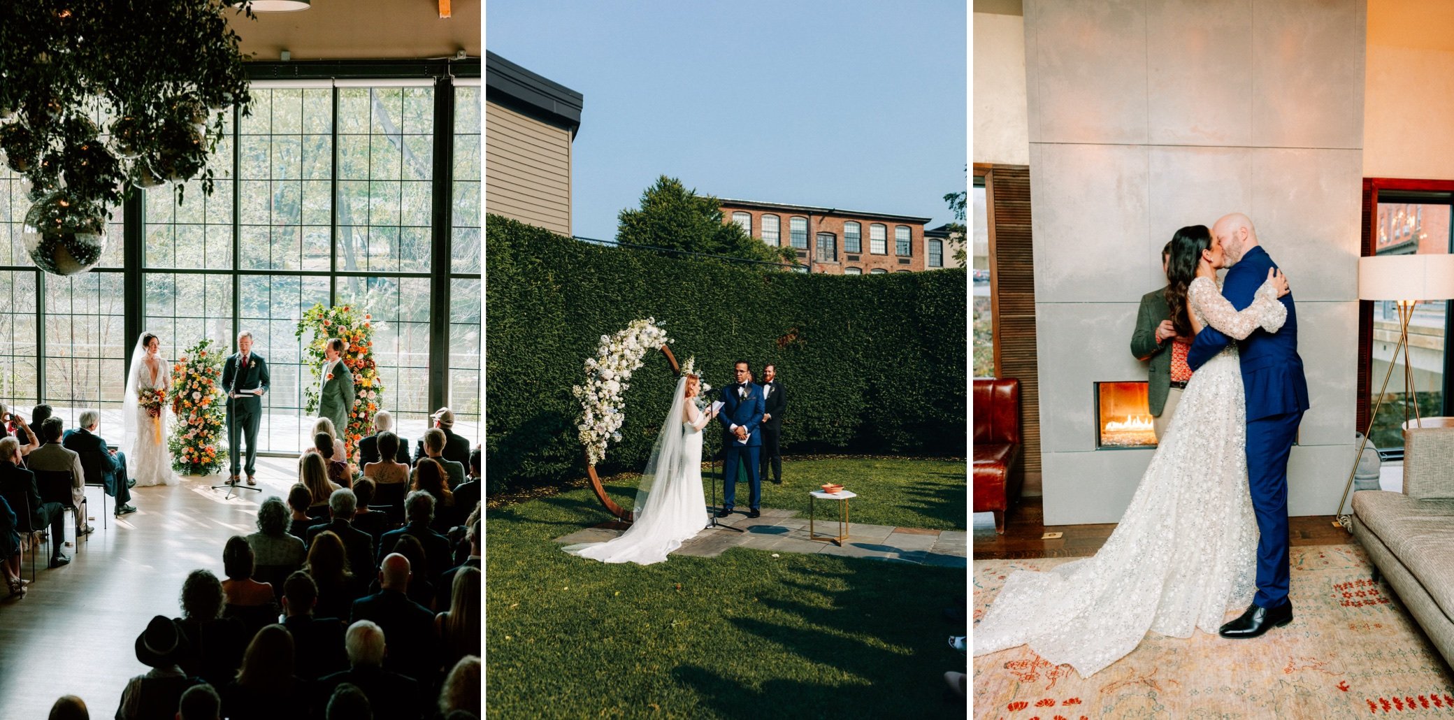 indoor, outdoor, and intimate wedding ceremony locations at the roundhouse in beacon new york