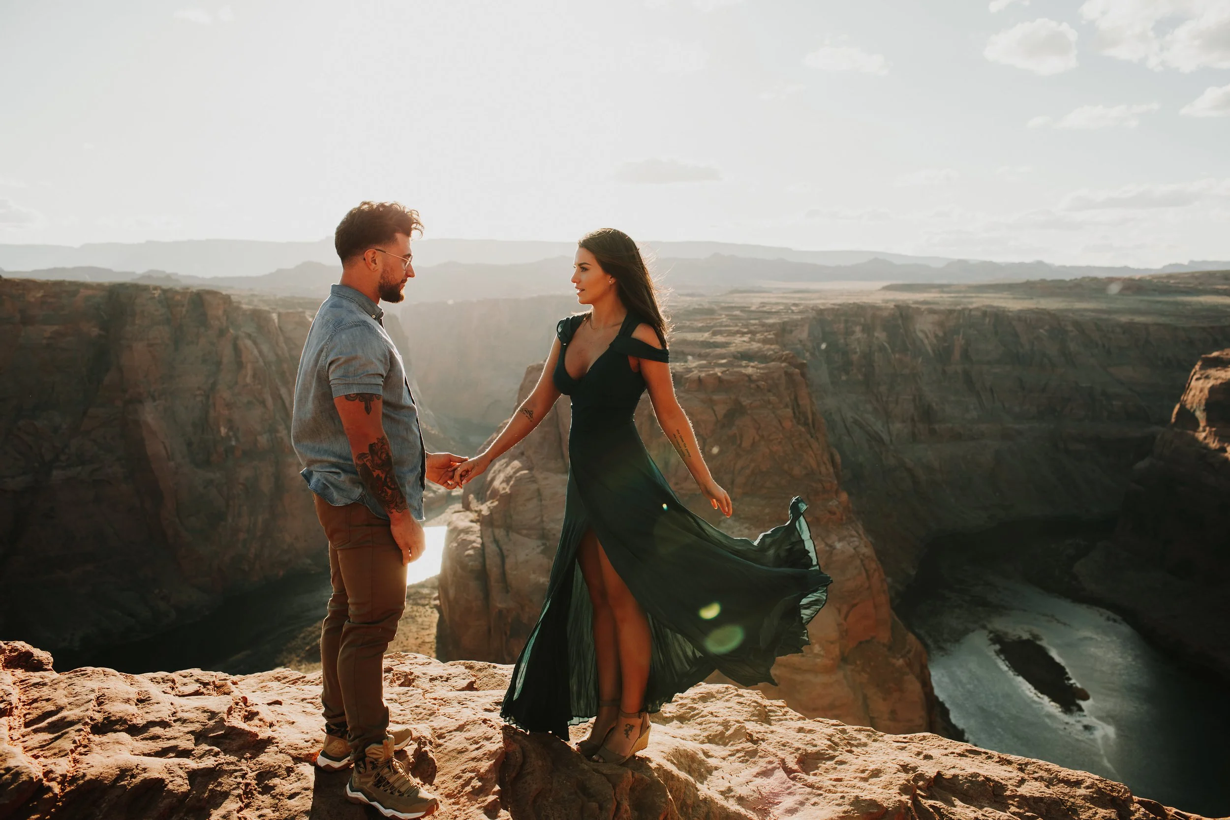 couple during their engagement photo shoot at Horseshoe Bend