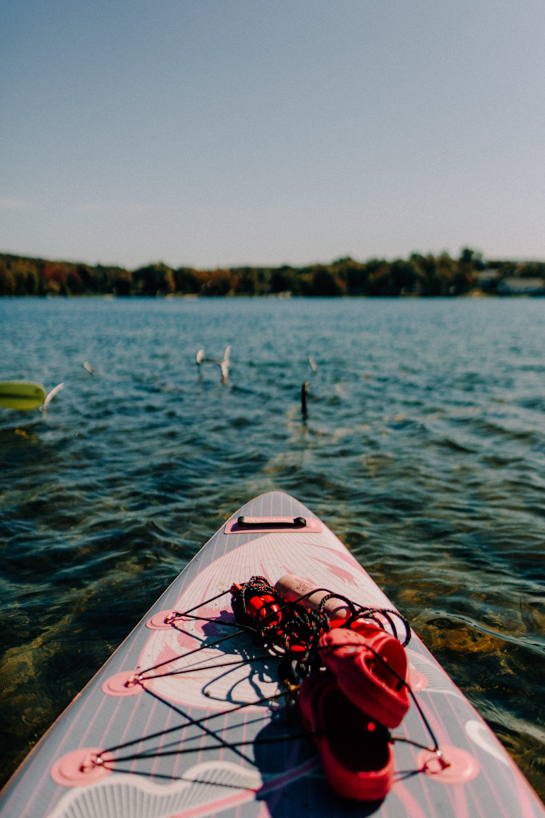 Caitlinn Mahar-Daniels, hudson valley wedding photographers, view from a paddleboard on Sylvan Lake. 