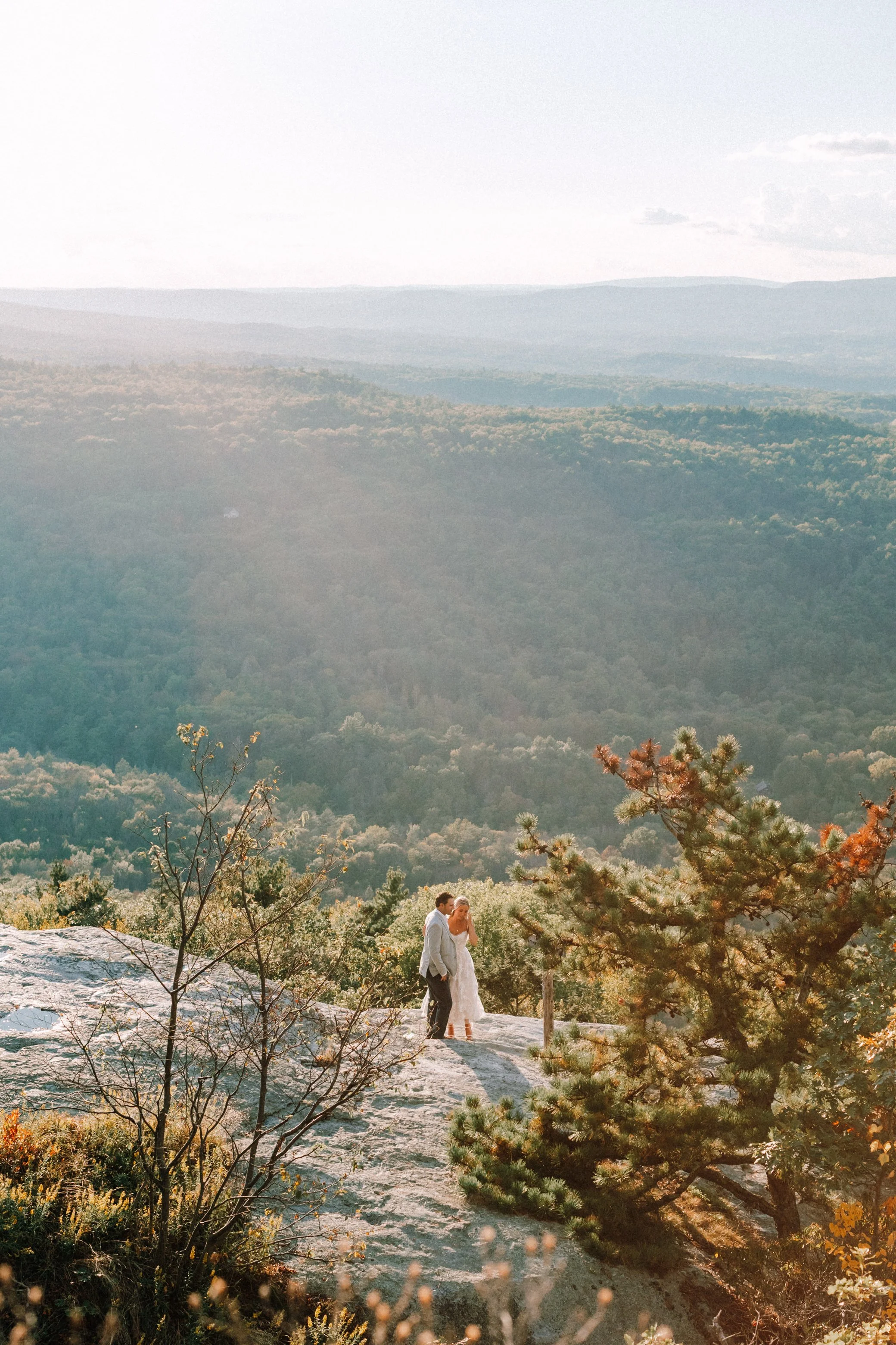 Couple at Eagle Cliff of Mohonk Preserve during their engagement photo shoot