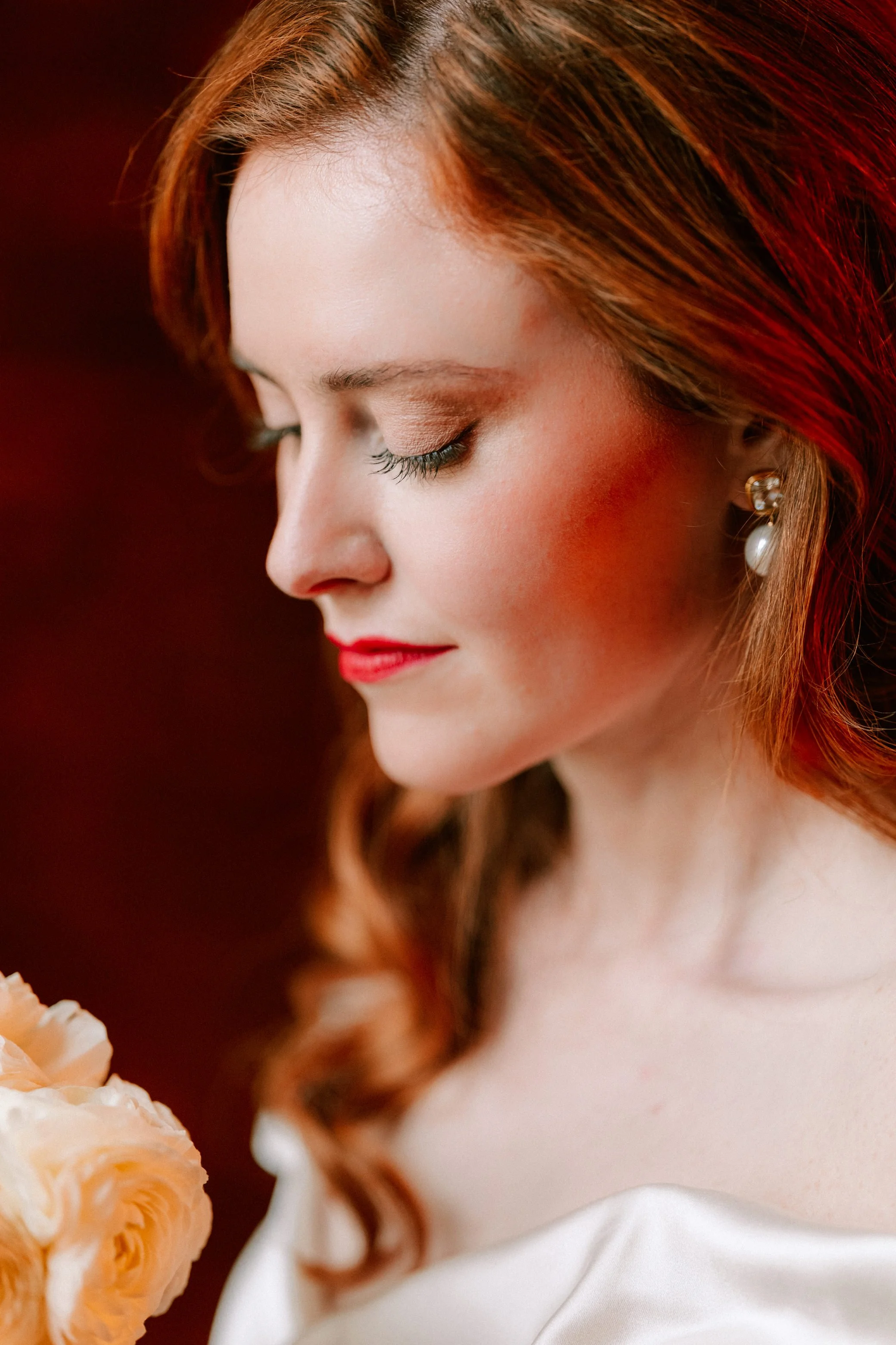 editorial photograph of bride's face in kingston new york