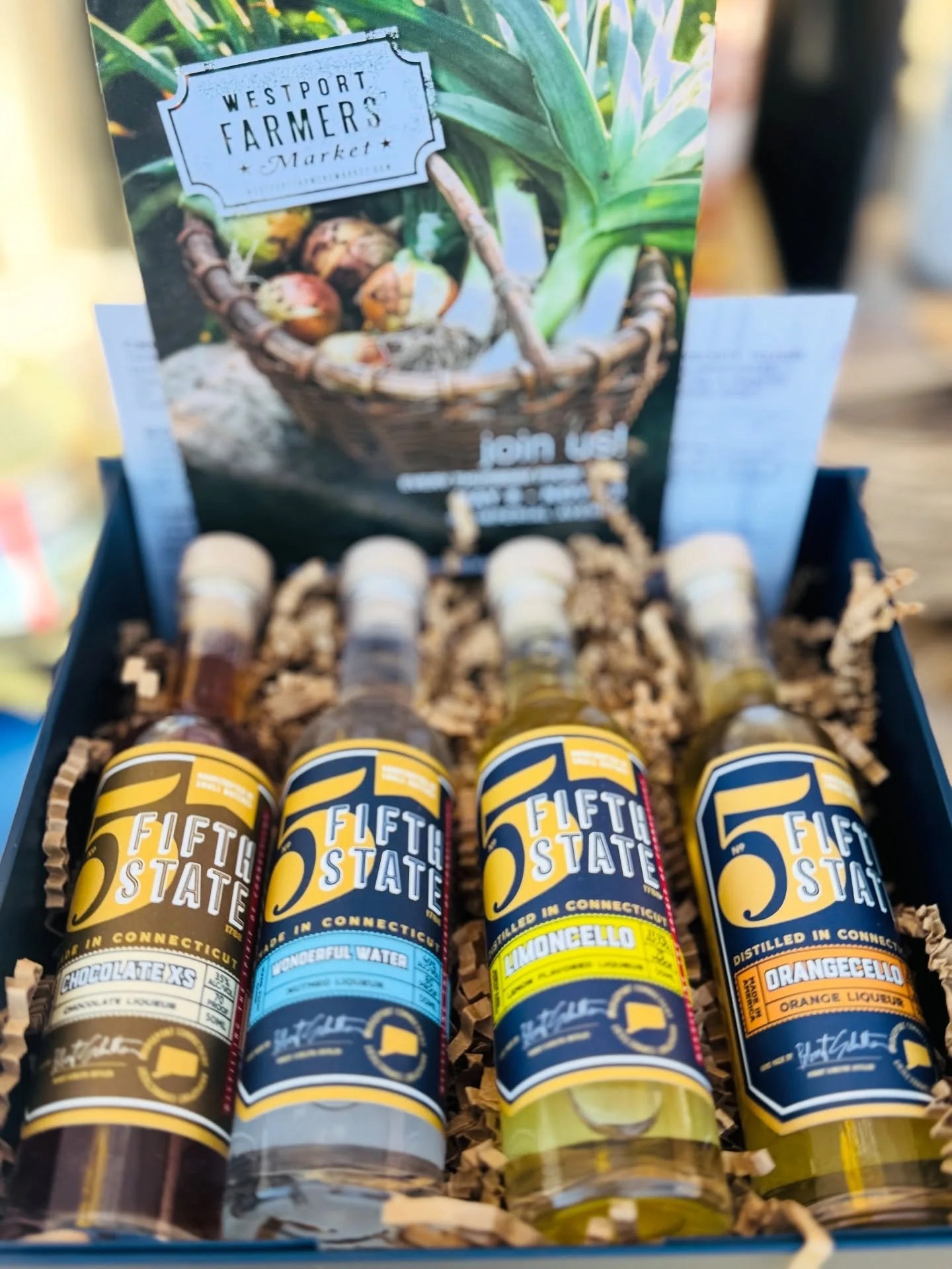 Today until 2 pm at @westportfarmersmarket!! Our gift boxes are here for the Holidays!  Vodkas, Gins, Liqueurs and Spirits available. Taste first!🍸