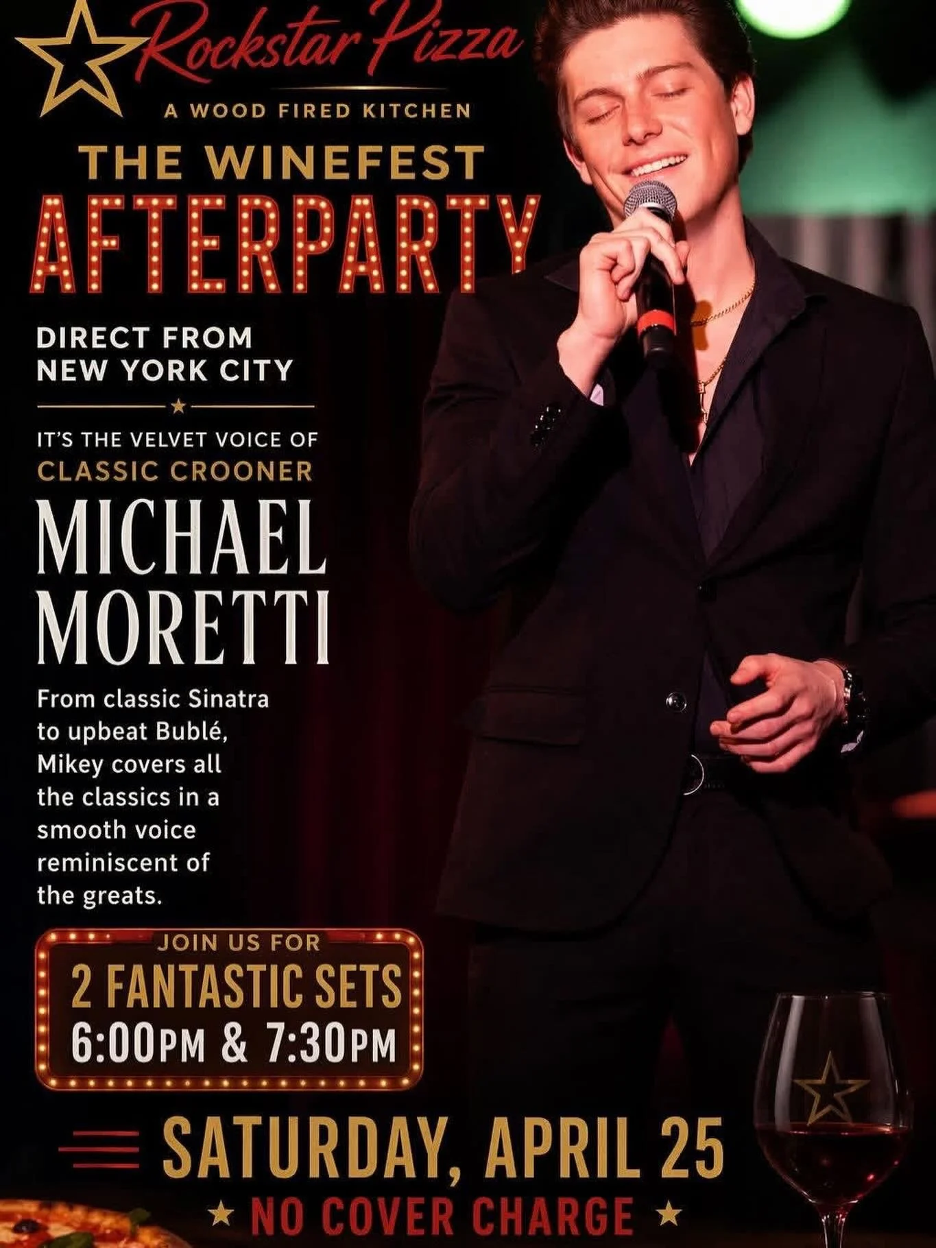 ✨ The party doesn&rsquo;t stop when Wine Fest ends&hellip; it just gets better. ✨

Join us after Lincoln Wine Fest for an unforgettable night at Rockstar Pizza 🍕🍷

🎤 Live from New York City
The smooth, velvet voice of Michael Moretti is bringing t