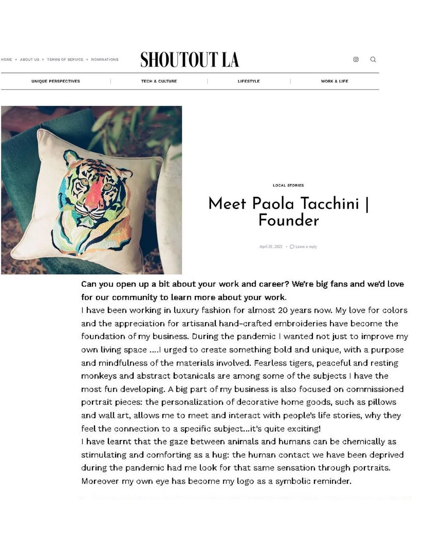 &hellip;I woke up like this! Thank you @shoutoutlaofficial for the feature👁 #embroideryart #madeinla #paolatacchinistudio